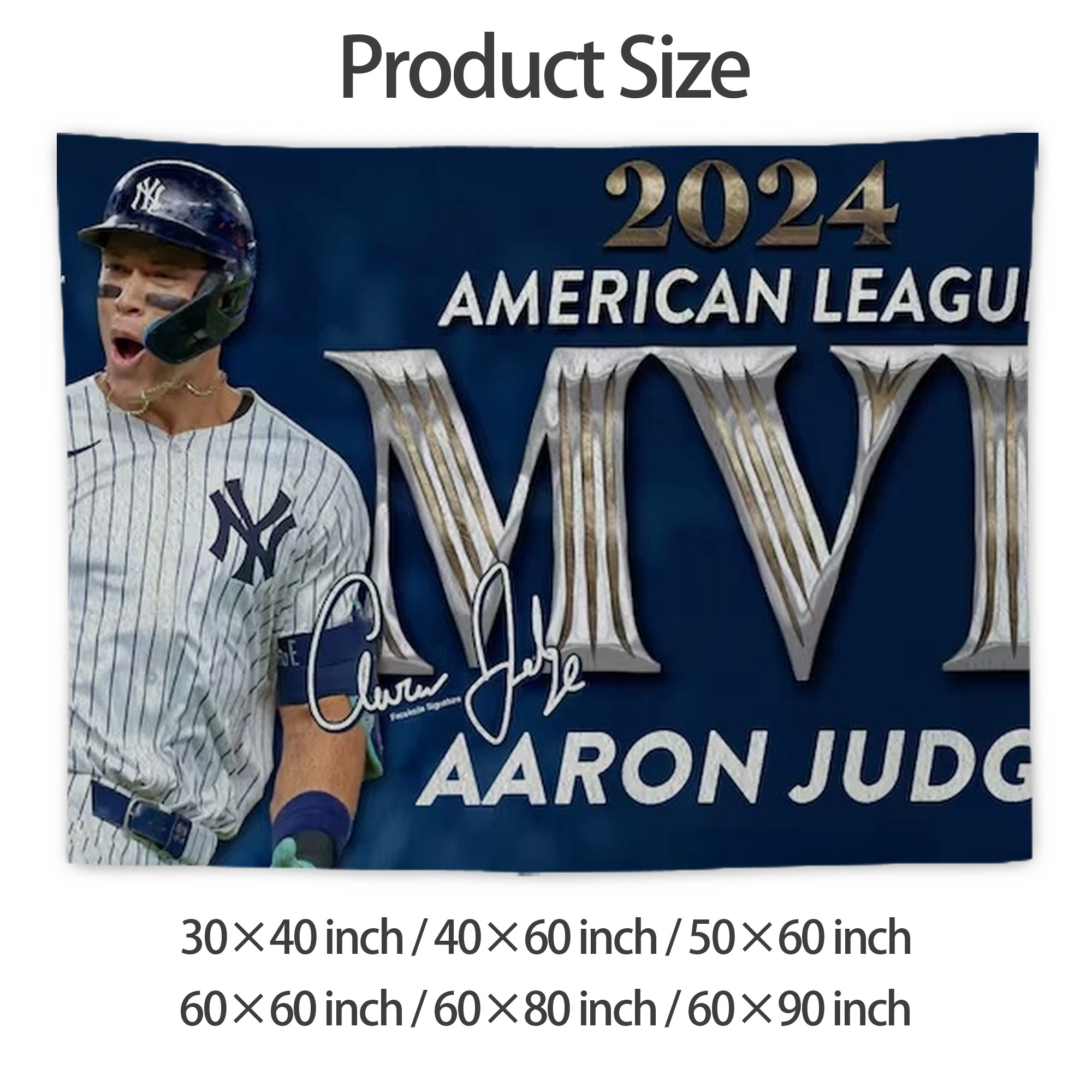 Aaron Judge MVP Wall Tapestry For Bedroom Aesthetic – Boho Style Polyester Fabric Wall Hanging With Hooks – 60 X 90 Inch Large Size, Lightweight, Durable, Easy To Hang