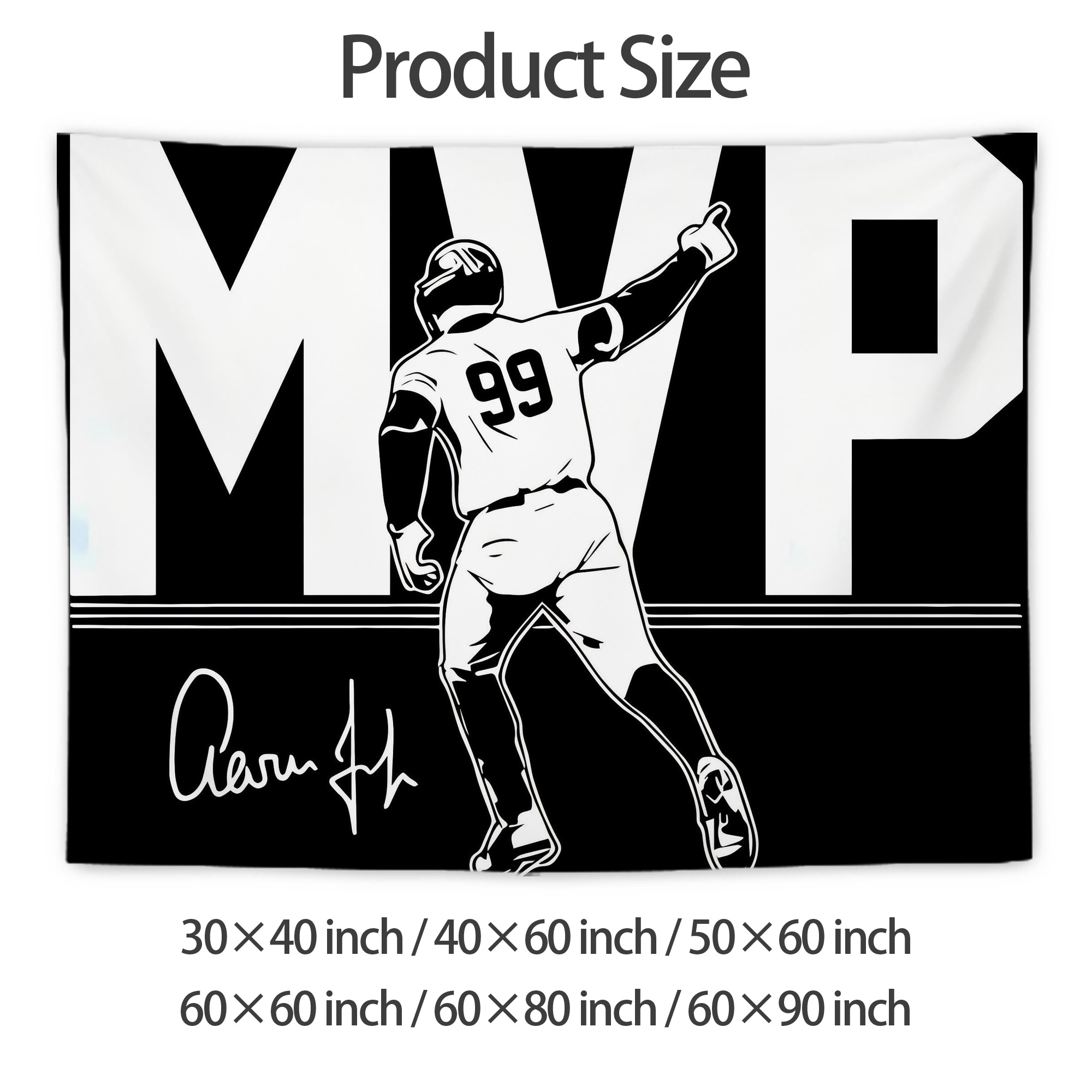 Aaron Judge MVP Wall Tapestry For Bedroom Aesthetic – Boho Style Polyester Fabric Wall Hanging With Hooks – 60 X 90 Inch Large Size, Lightweight, Durable, Easy To Hang