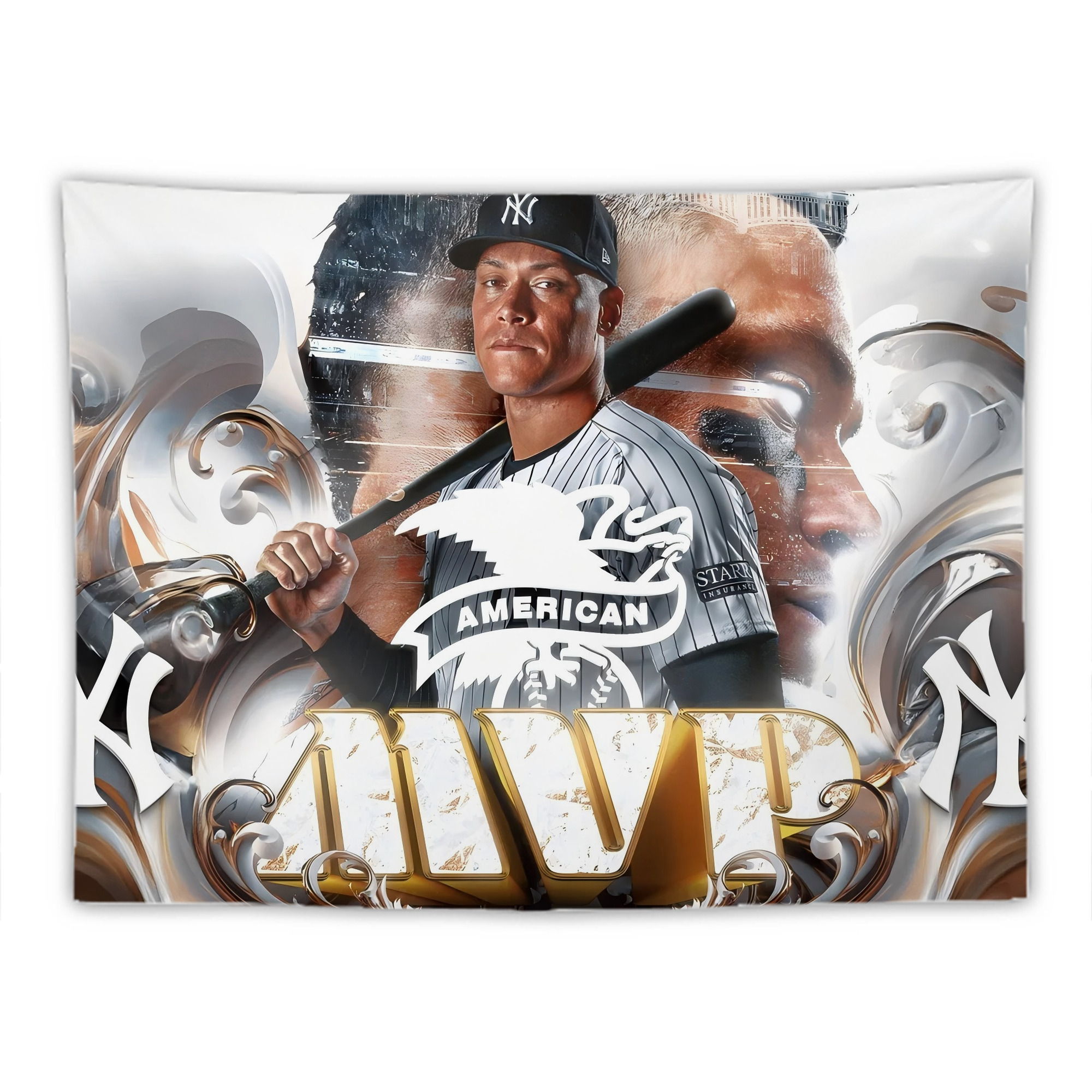 Aaron Judge MVP Wall Tapestry For Bedroom Aesthetic – Boho Style Polyester Fabric Wall Hanging With Hooks – 60 X 90 Inch Large Size, Lightweight, Durable, Easy To Hang