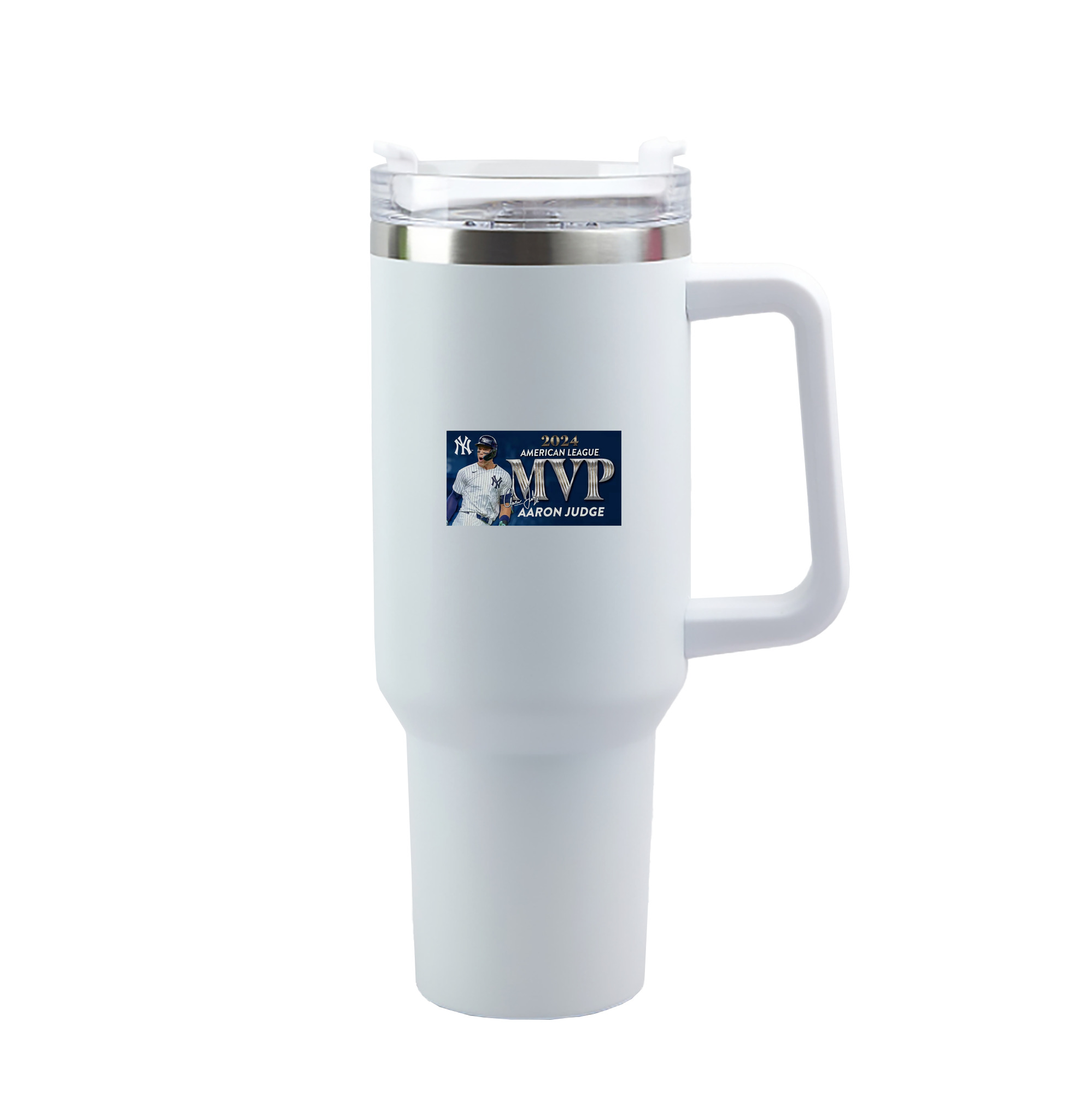Aaron Judge MVP 40oz Handle Car Tumbler – Durable Stainless Steel Travel Mug With UV Print – Double Wall Insulated, Fits Most Car Cup Holders