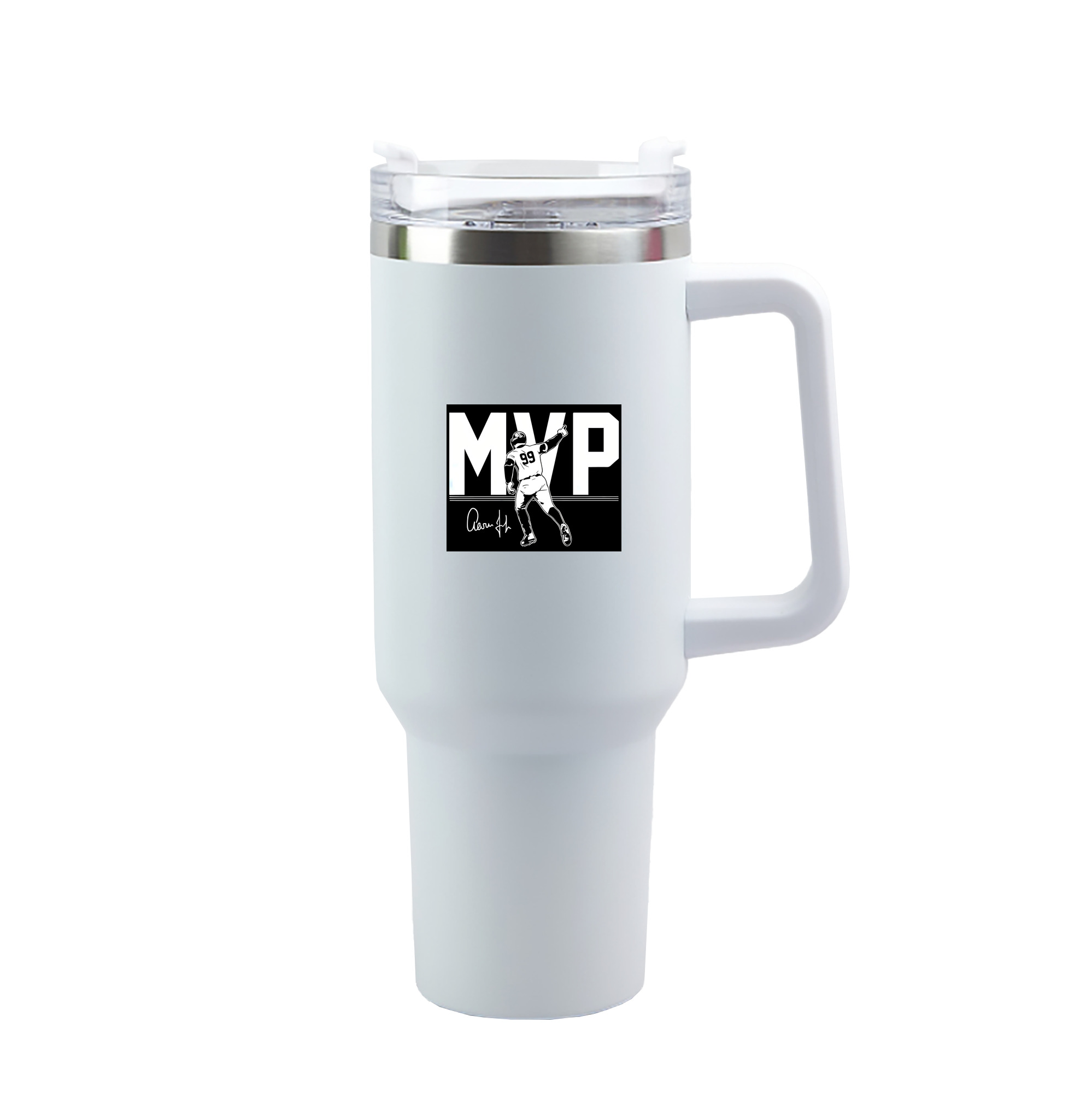 Aaron Judge MVP 40oz Handle Car Tumbler – Durable Stainless Steel Travel Mug With UV Print – Double Wall Insulated, Fits Most Car Cup Holders