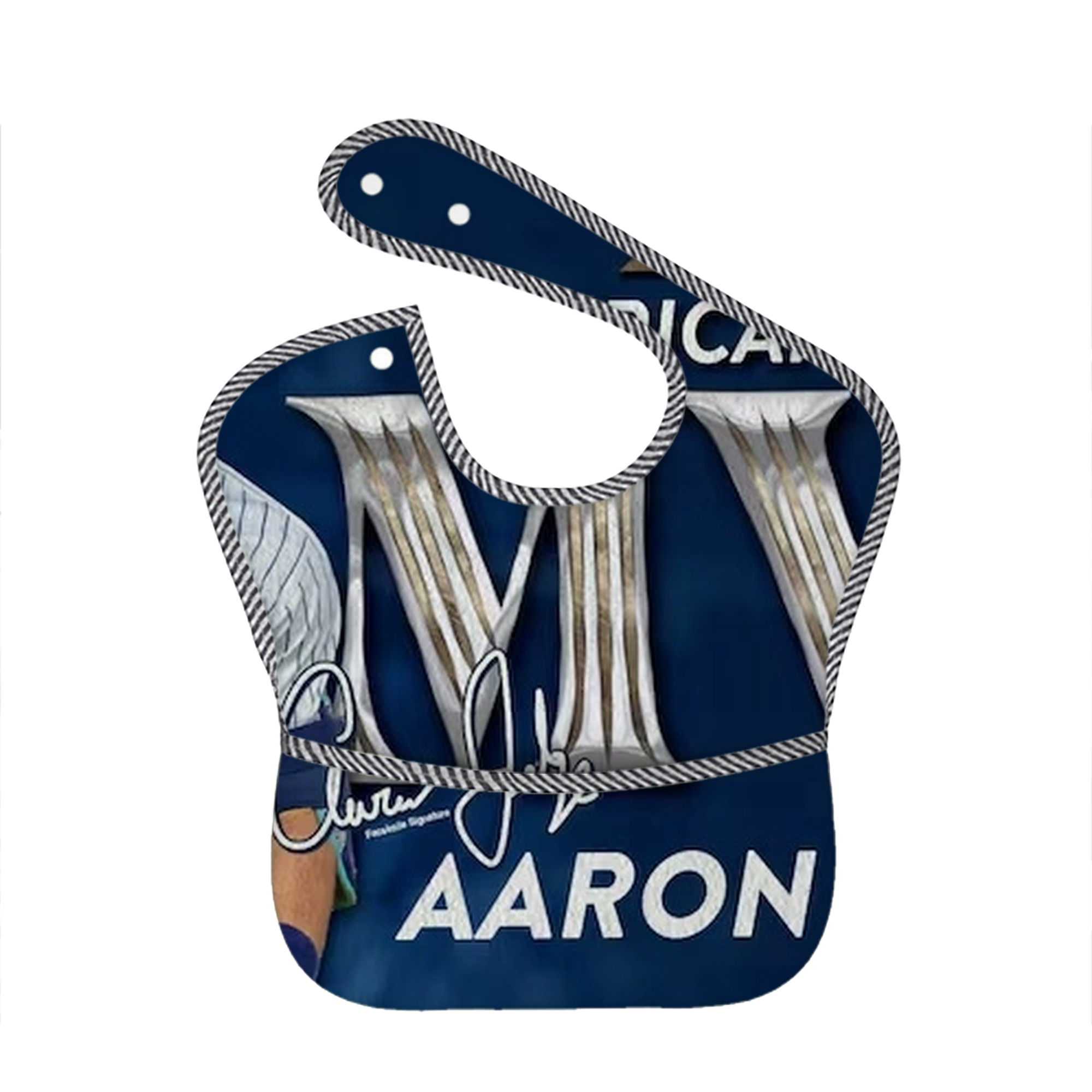 Aaron Judge MVP Adjustable Waterproof Toddler Bib – Full-Print Durable Polyester – Foldable Crumb Pocket – Easy Snap Closure – Soft