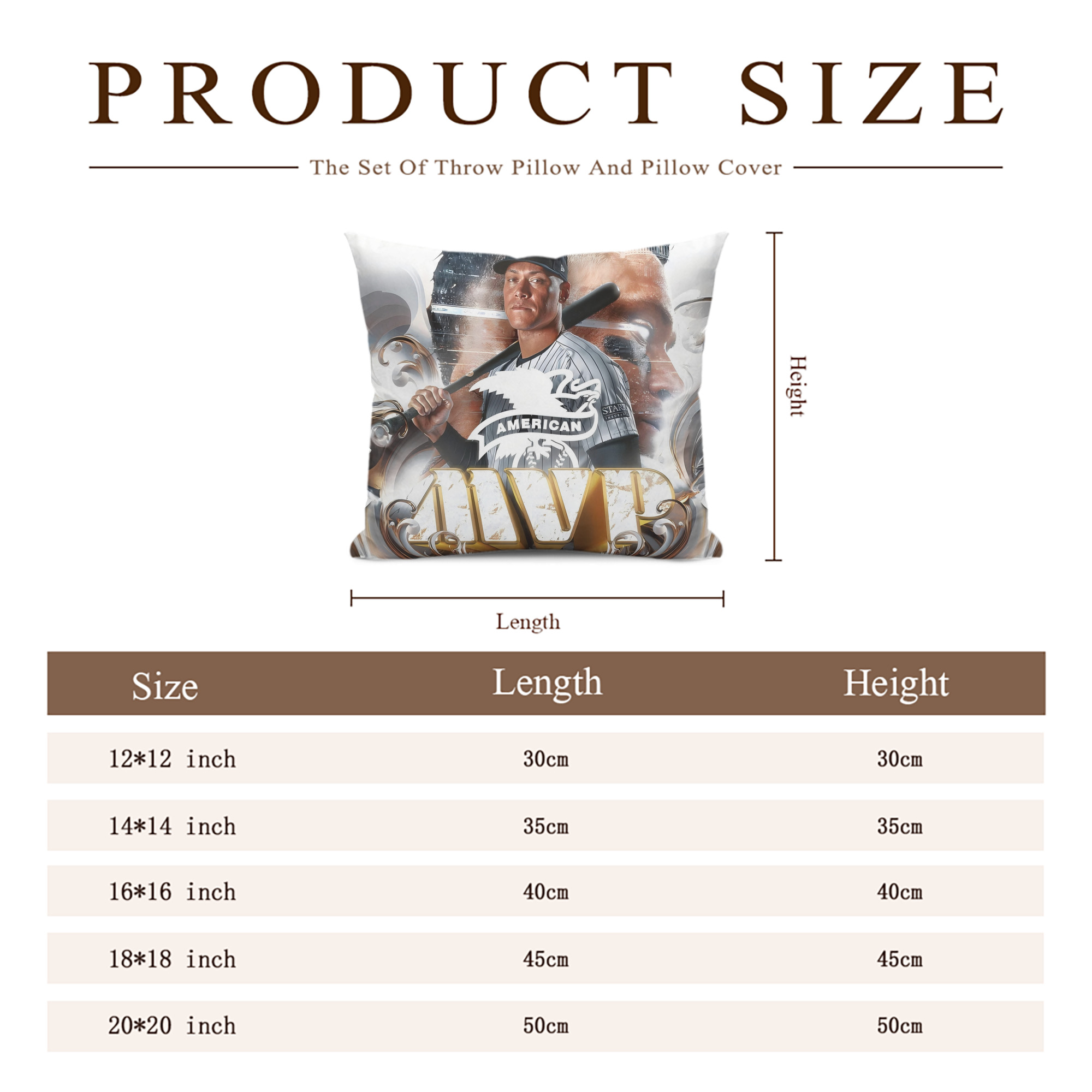 Aaron Judge MVP Soft Polyester Pillow Cover With Insert – Double-Sided Design, Invisible Zipper, Durable & Breathable – Easy Care Cushion Set