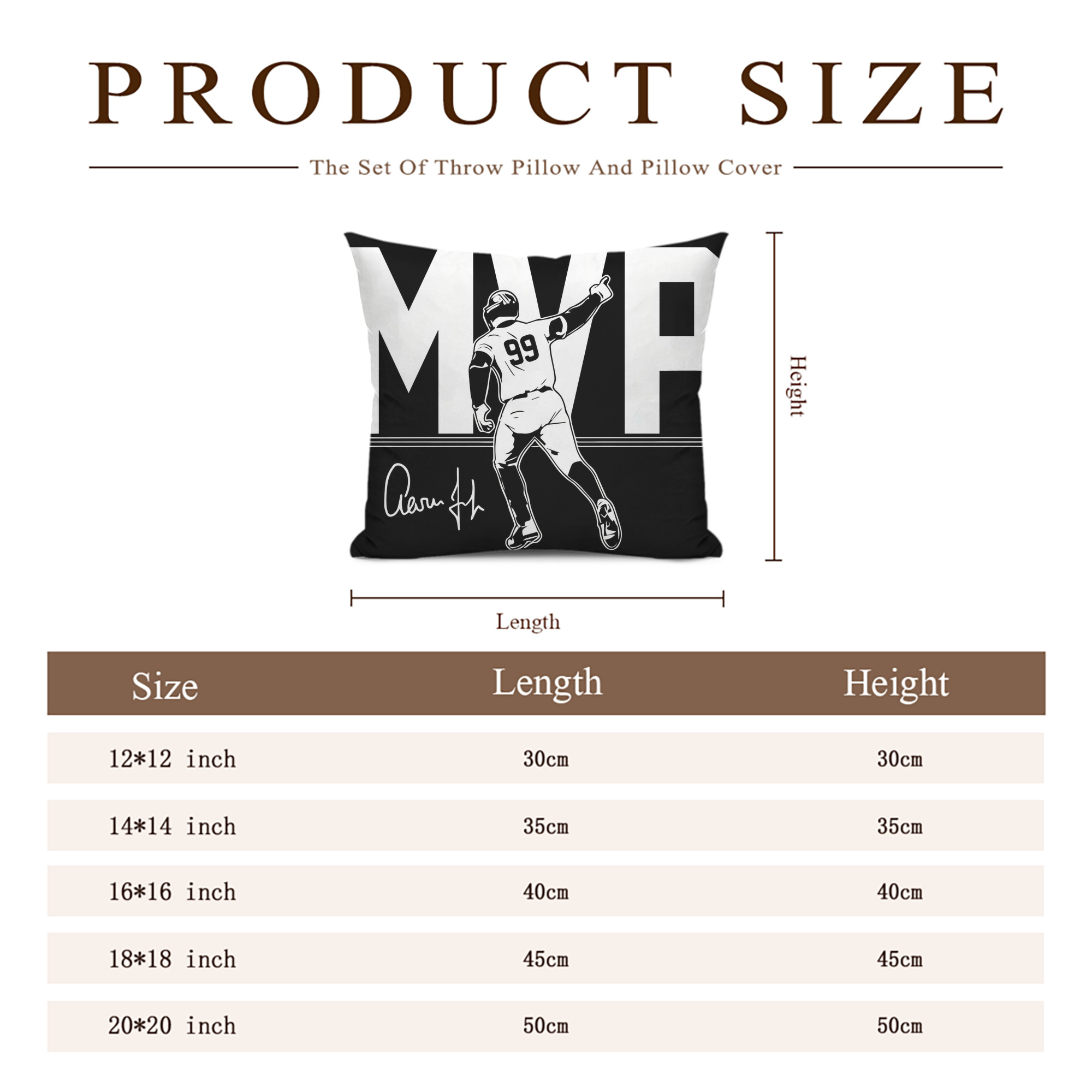 Aaron Judge MVP Soft Polyester Pillow Cover With Insert – Double-Sided Design, Invisible Zipper, Durable & Breathable – Easy Care Cushion Set