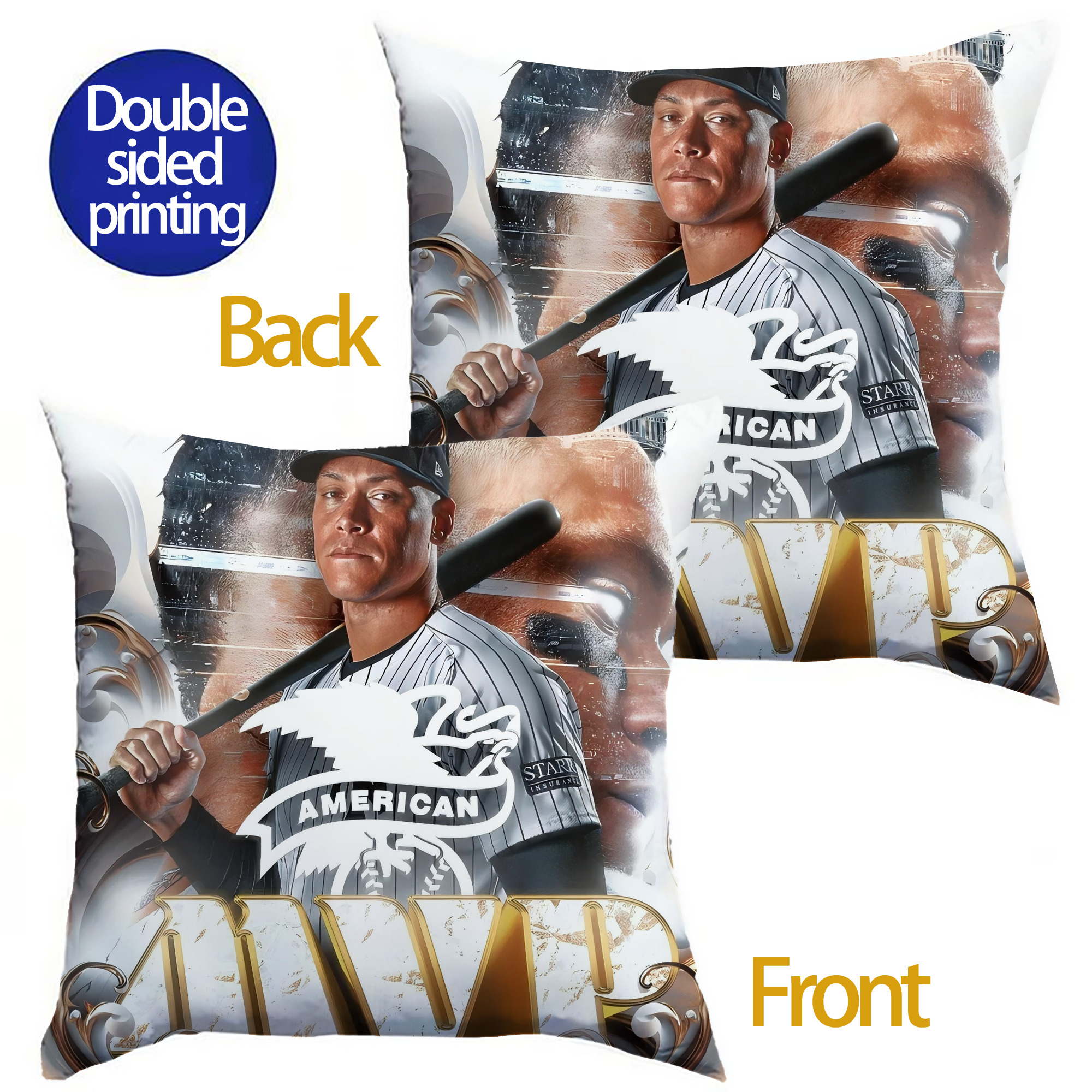 Aaron Judge MVP Soft Polyester Pillow Cover With Insert – Double-Sided Design, Invisible Zipper, Durable & Breathable – Easy Care Cushion Set