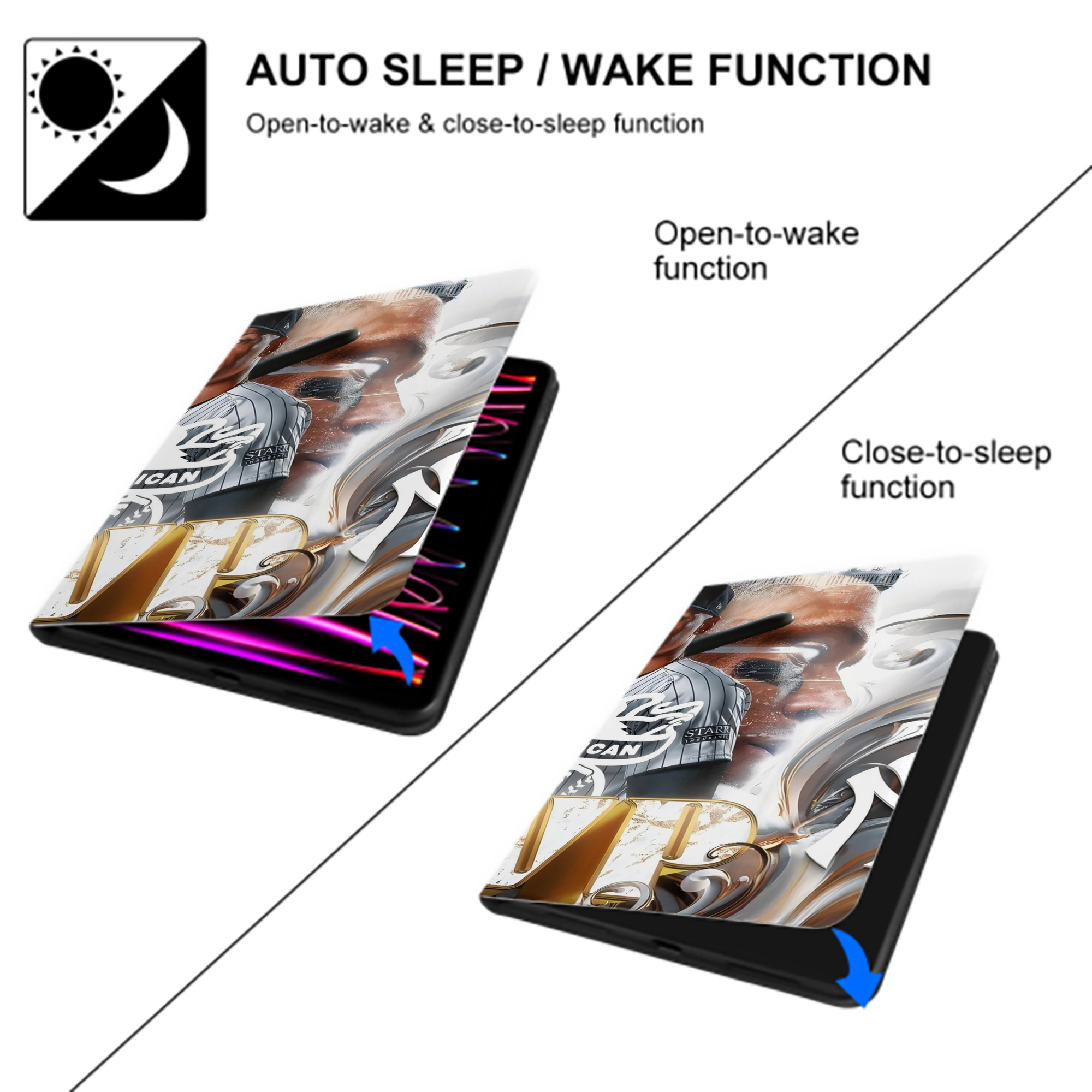 Aaron Judge MVP IPad Case Without Pencil Slot – Book-Style Cover With PU Leather & TPU – Slim, Durable, Scratch-Resistant, Full Protection & Easy Access