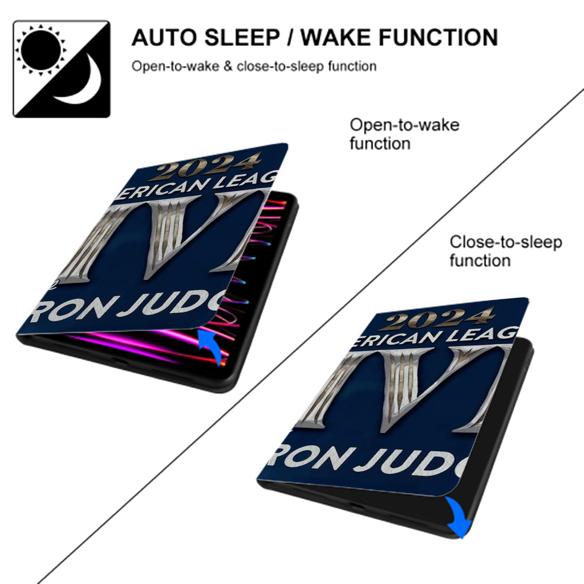 Aaron Judge MVP IPad Case Without Pencil Slot – Book-Style Cover With PU Leather & TPU – Slim, Durable, Scratch-Resistant, Full Protection & Easy Access