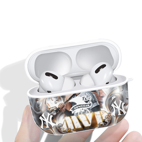Aaron Judge MVP AirPods Pro Hard Case White With Keychain, Durable Flexible PC, Precise Cutouts, Anti-Fingerprint, Yellowing & Scratch Resistant, Full Protection, Washable