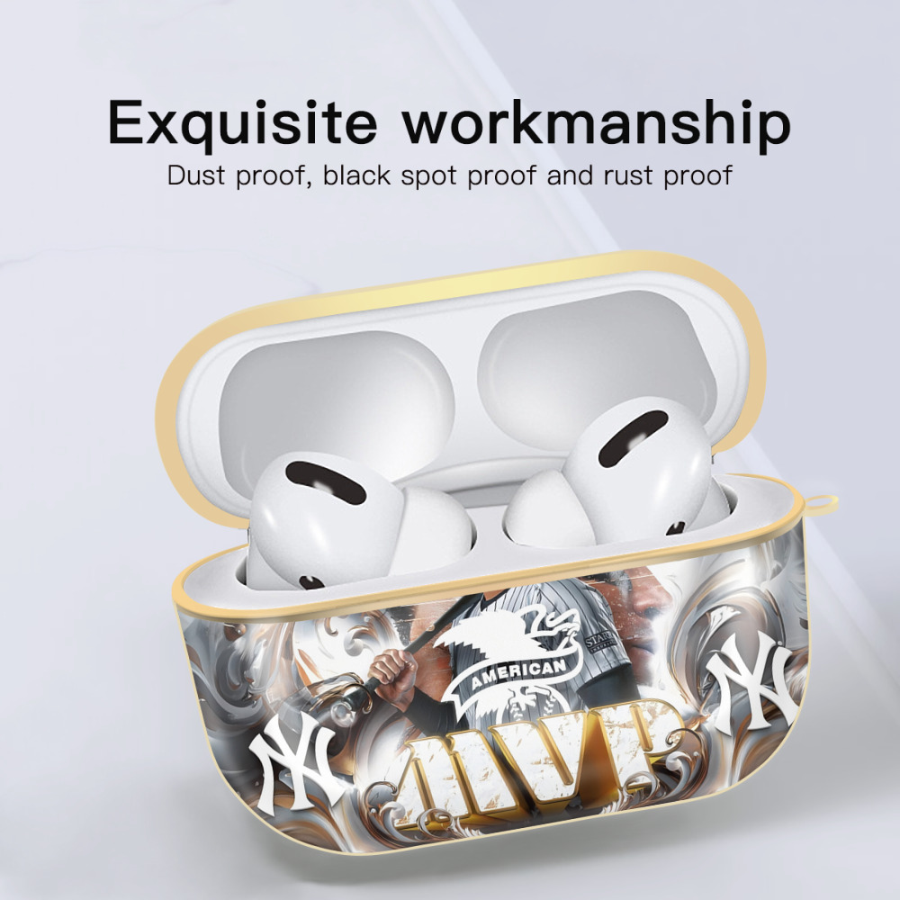 Aaron Judge MVP Luxury Gold AirPods Pro Case With Keychain, Flexible PC Material, Full Protection, Precise Cutouts, Anti-Fingerprint, Washable, Durable Design