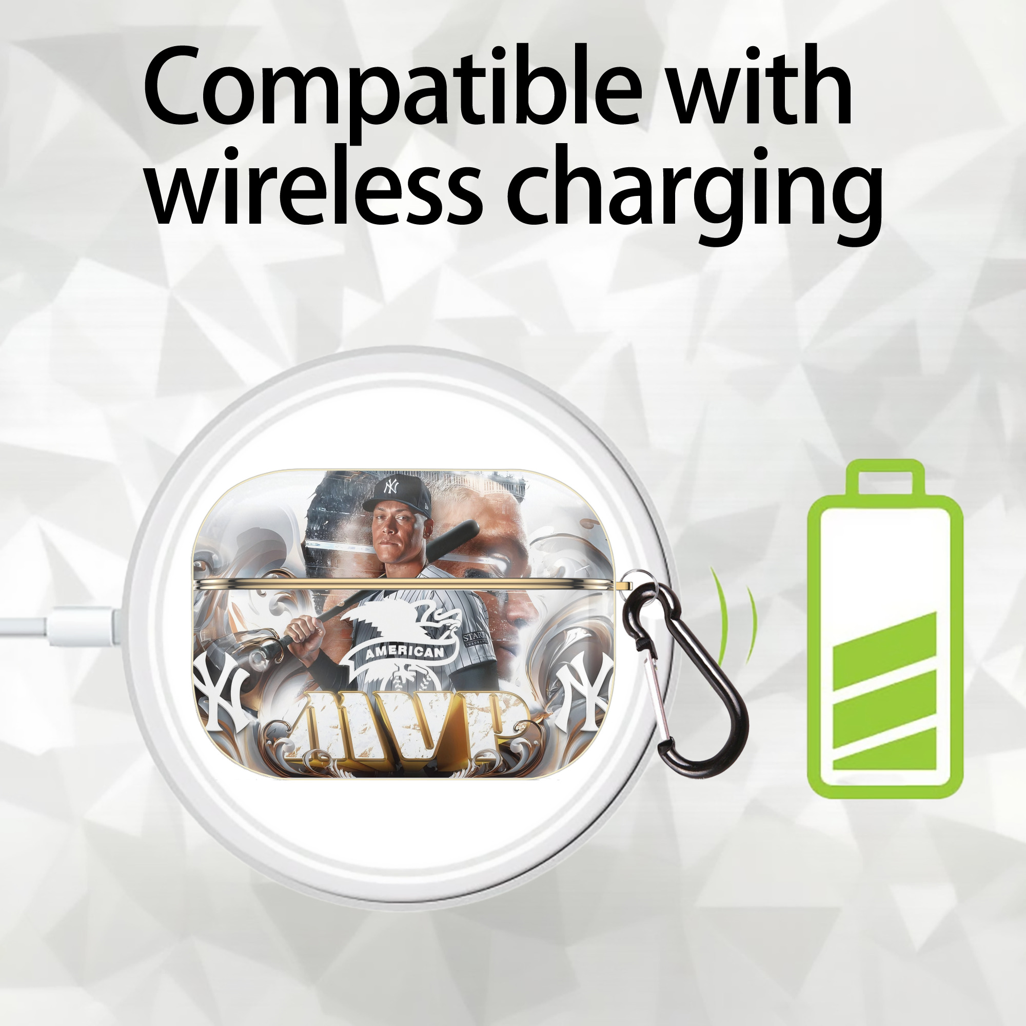 Aaron Judge MVP Luxury Gold AirPods Pro Case With Keychain, Flexible PC Material, Full Protection, Precise Cutouts, Anti-Fingerprint, Washable, Durable Design