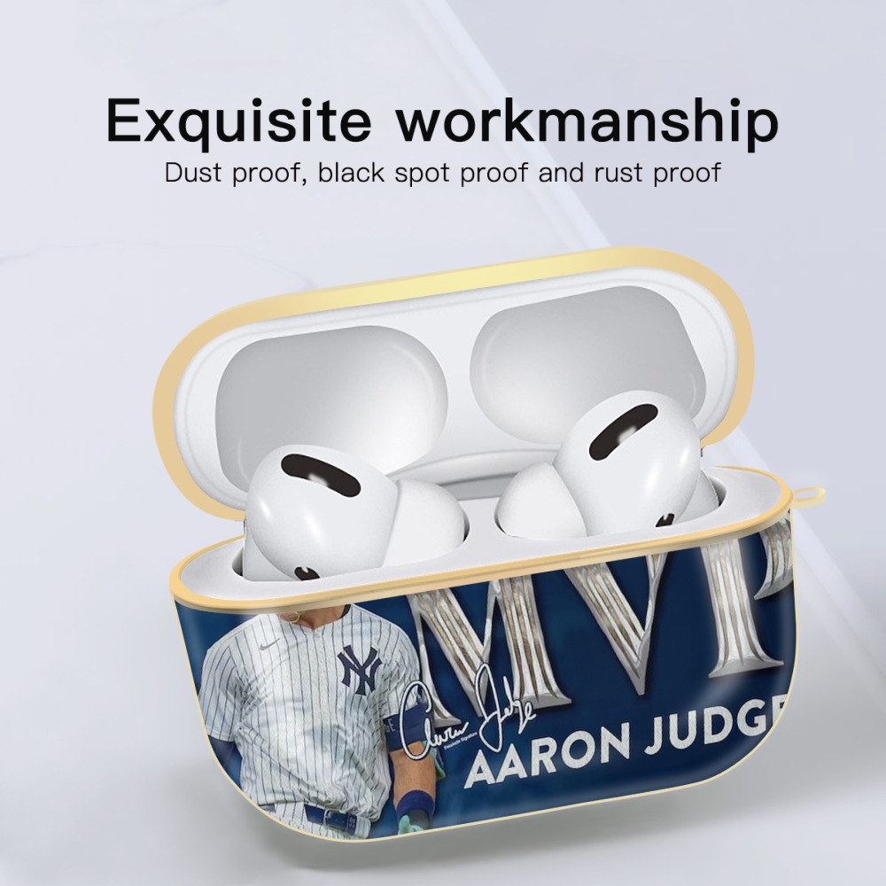 Aaron Judge MVP Luxury Gold AirPods Pro Case With Keychain, Flexible PC Material, Full Protection, Precise Cutouts, Anti-Fingerprint, Washable, Durable Design