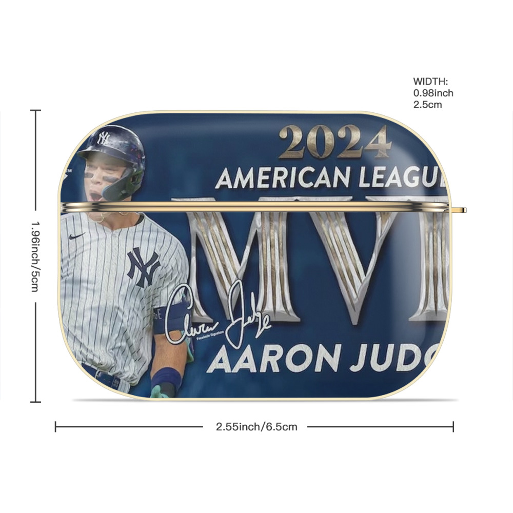Aaron Judge MVP Luxury Gold AirPods Pro Case With Keychain, Flexible PC Material, Full Protection, Precise Cutouts, Anti-Fingerprint, Washable, Durable Design