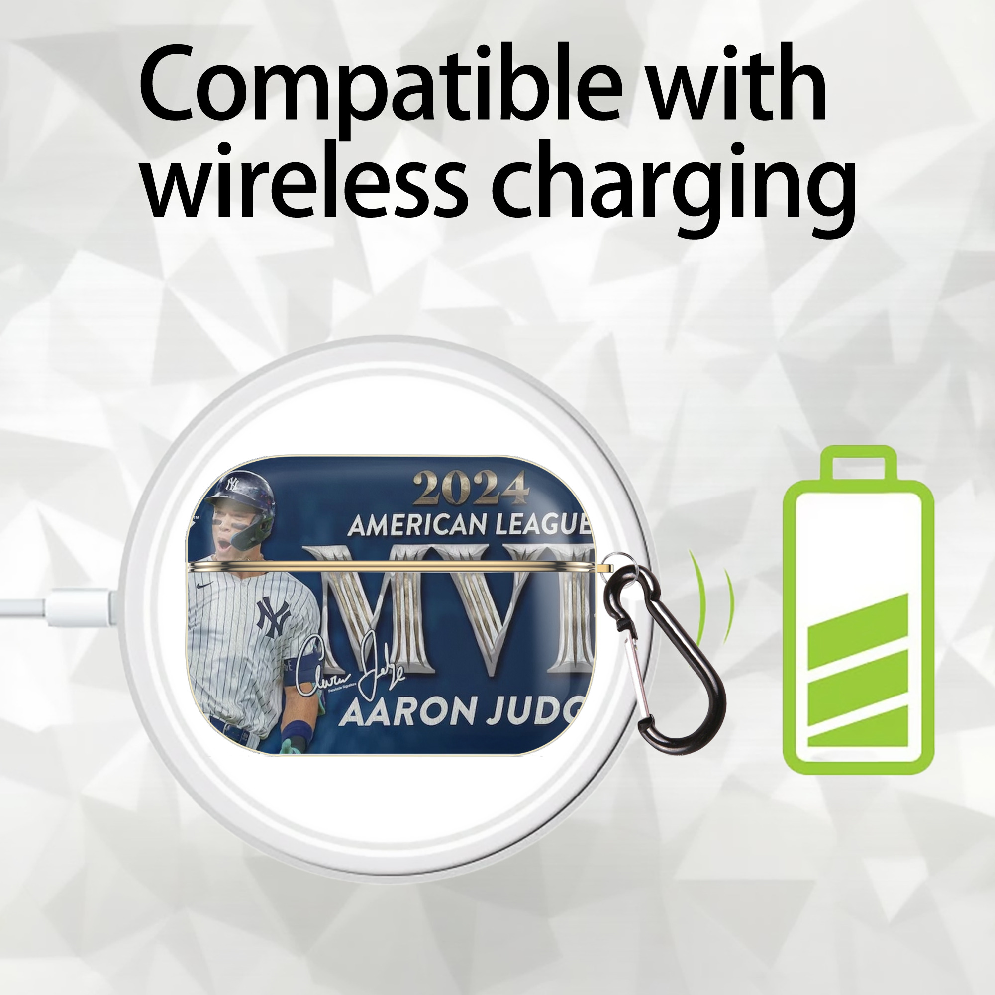 Aaron Judge MVP Luxury Gold AirPods Pro Case With Keychain, Flexible PC Material, Full Protection, Precise Cutouts, Anti-Fingerprint, Washable, Durable Design