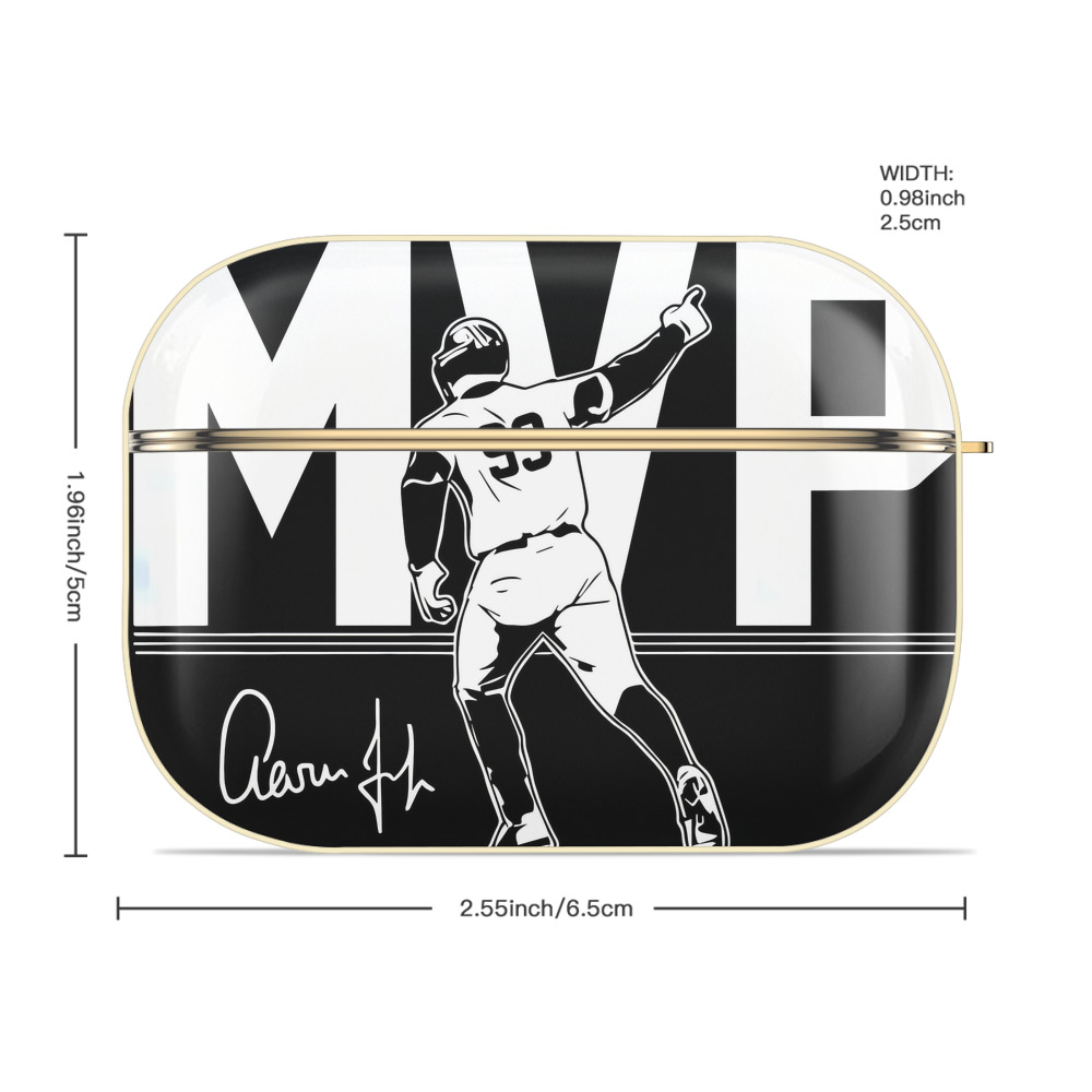 Aaron Judge MVP Luxury Gold AirPods Pro Case With Keychain, Flexible PC Material, Full Protection, Precise Cutouts, Anti-Fingerprint, Washable, Durable Design
