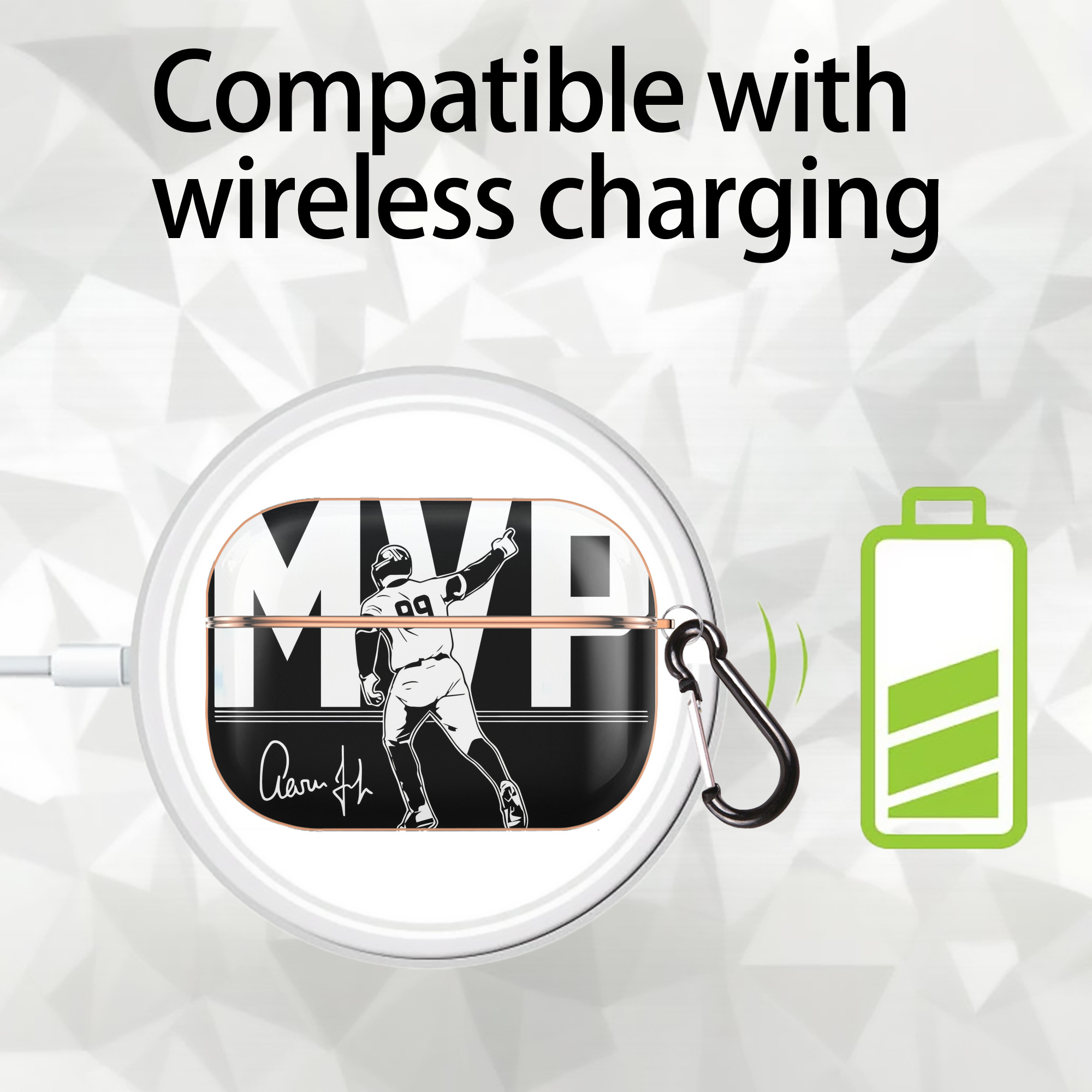 Aaron Judge MVP AirPods Pro Protective Case Rose Gold, Flexible PC Material, Precise Fit, Anti-Slip Cover, Full Protection, Fingerprint Resistant, Washable With Keychain