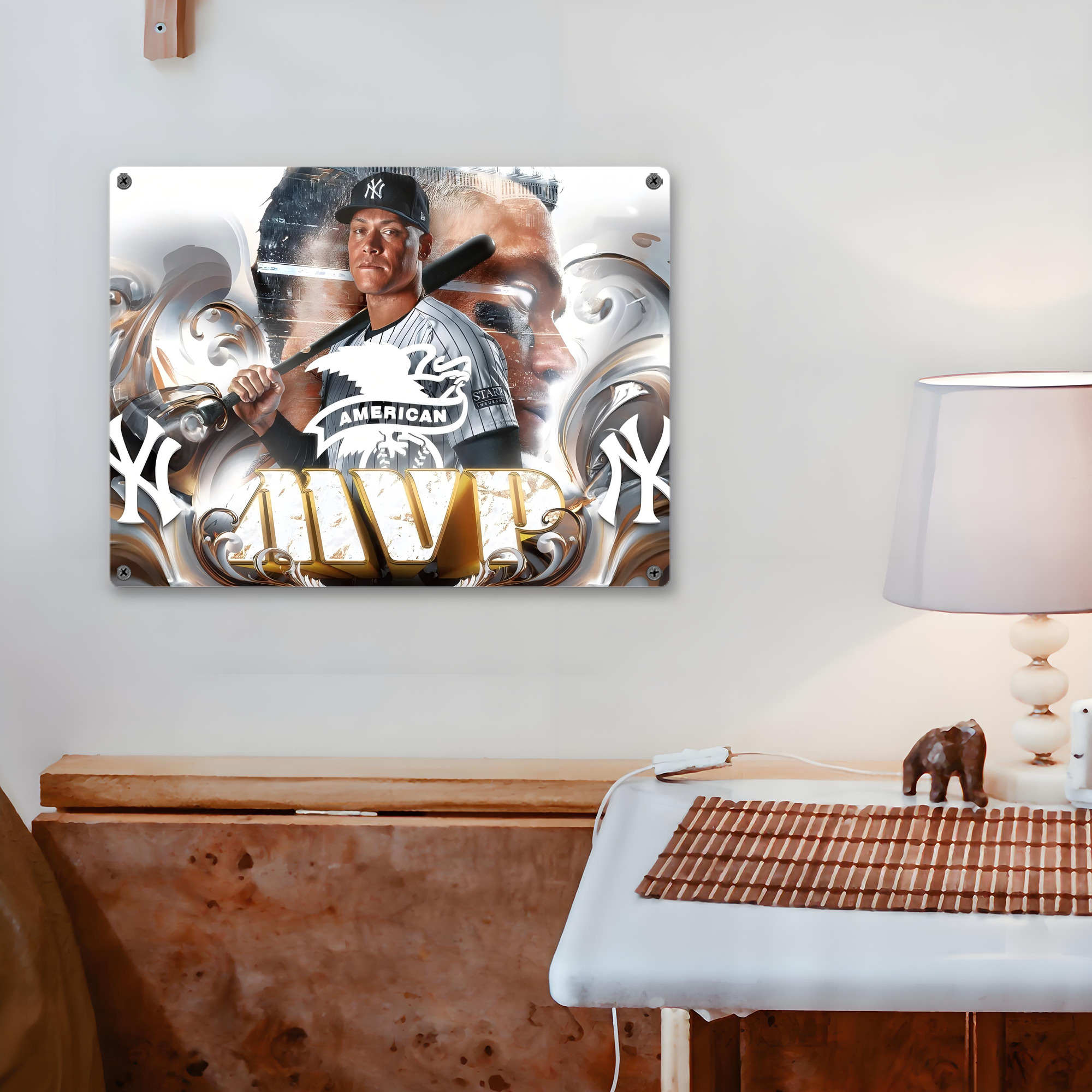 Aaron Judge MVP Vintage Metal Tin Sign 16x12 – Full-Print Iron Wall Decor – Durable, Fade-Resistant – Easy To Hang – Ideal For Home, Bar, Kitchen & Office Decor