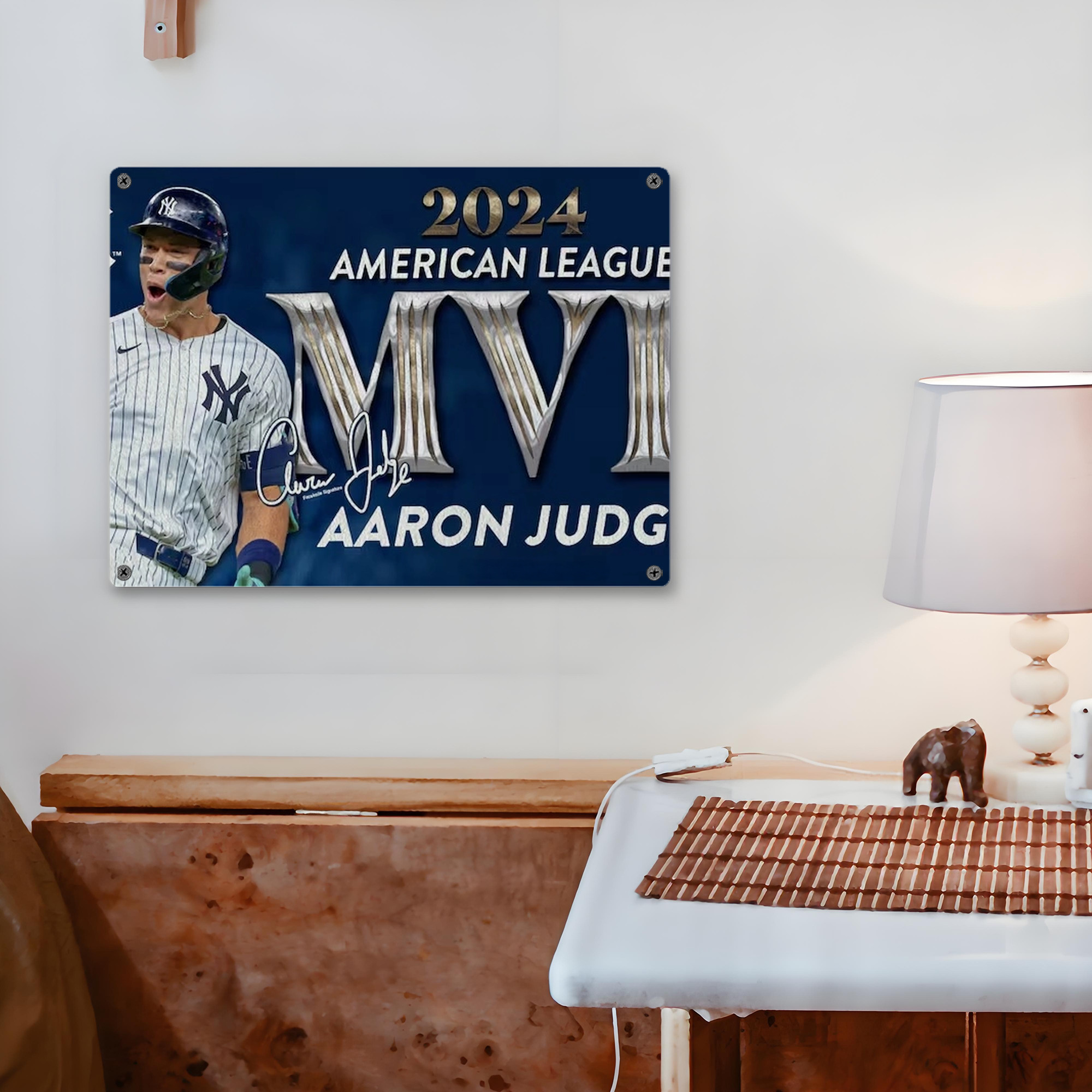 Aaron Judge MVP Vintage Metal Tin Sign 16x12 – Full-Print Iron Wall Decor – Durable, Fade-Resistant – Easy To Hang – Ideal For Home, Bar, Kitchen & Office Decor