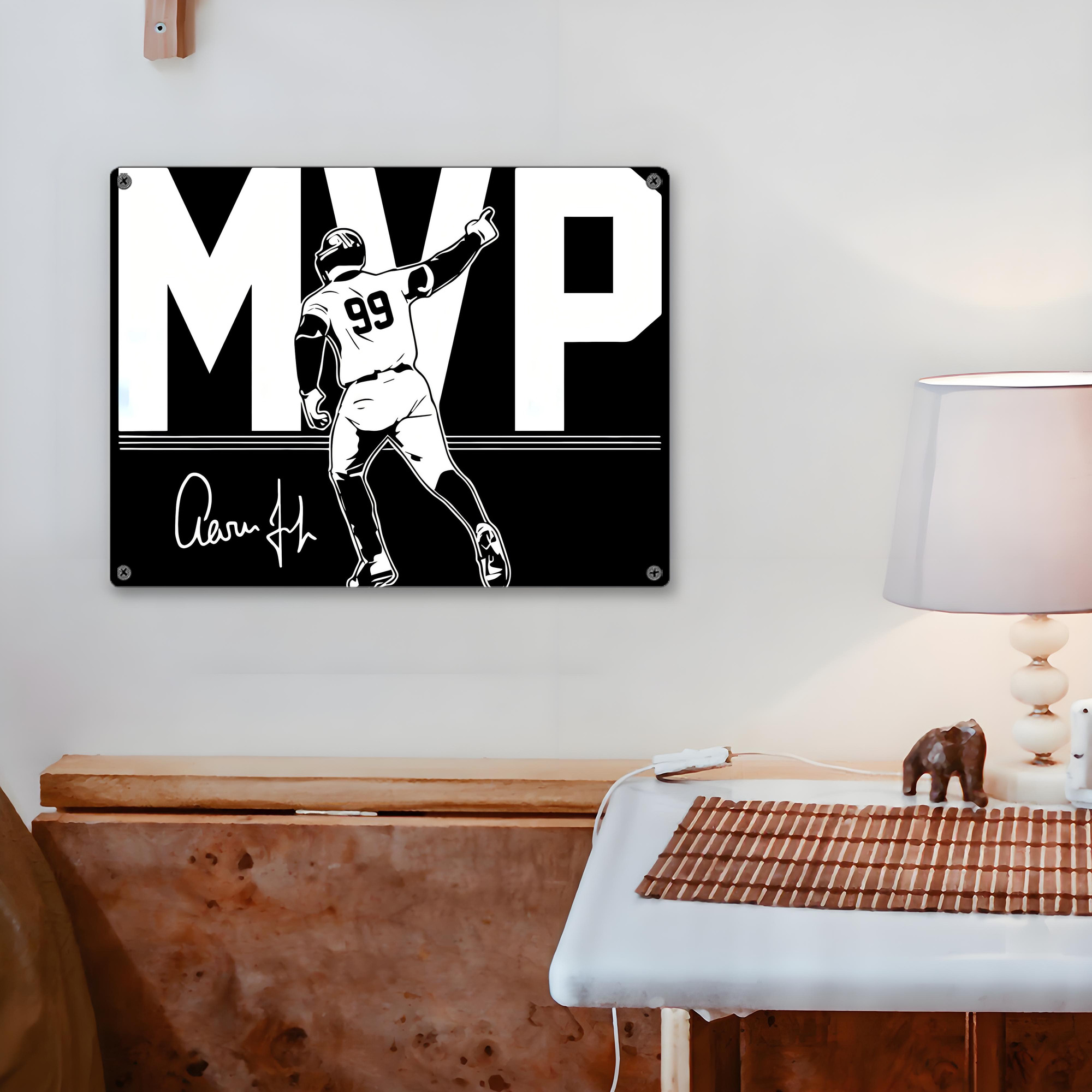 Aaron Judge MVP Vintage Metal Tin Sign 16x12 – Full-Print Iron Wall Decor – Durable, Fade-Resistant – Easy To Hang – Ideal For Home, Bar, Kitchen & Office Decor