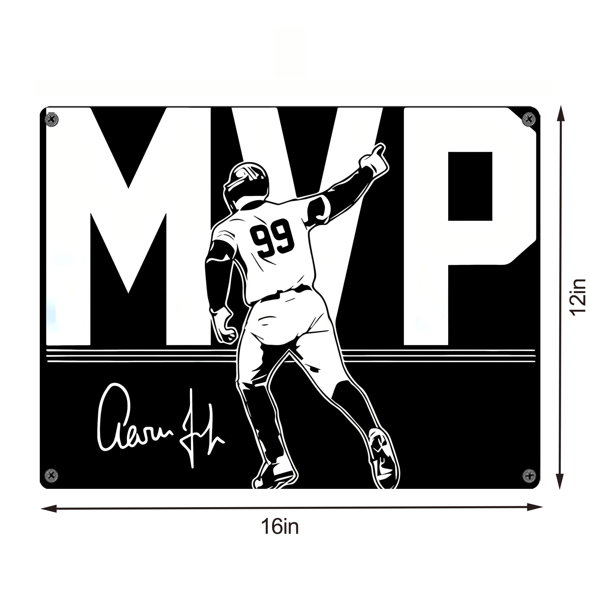 Aaron Judge MVP Vintage Metal Tin Sign 16x12 – Full-Print Iron Wall Decor – Durable, Fade-Resistant – Easy To Hang – Ideal For Home, Bar, Kitchen & Office Decor