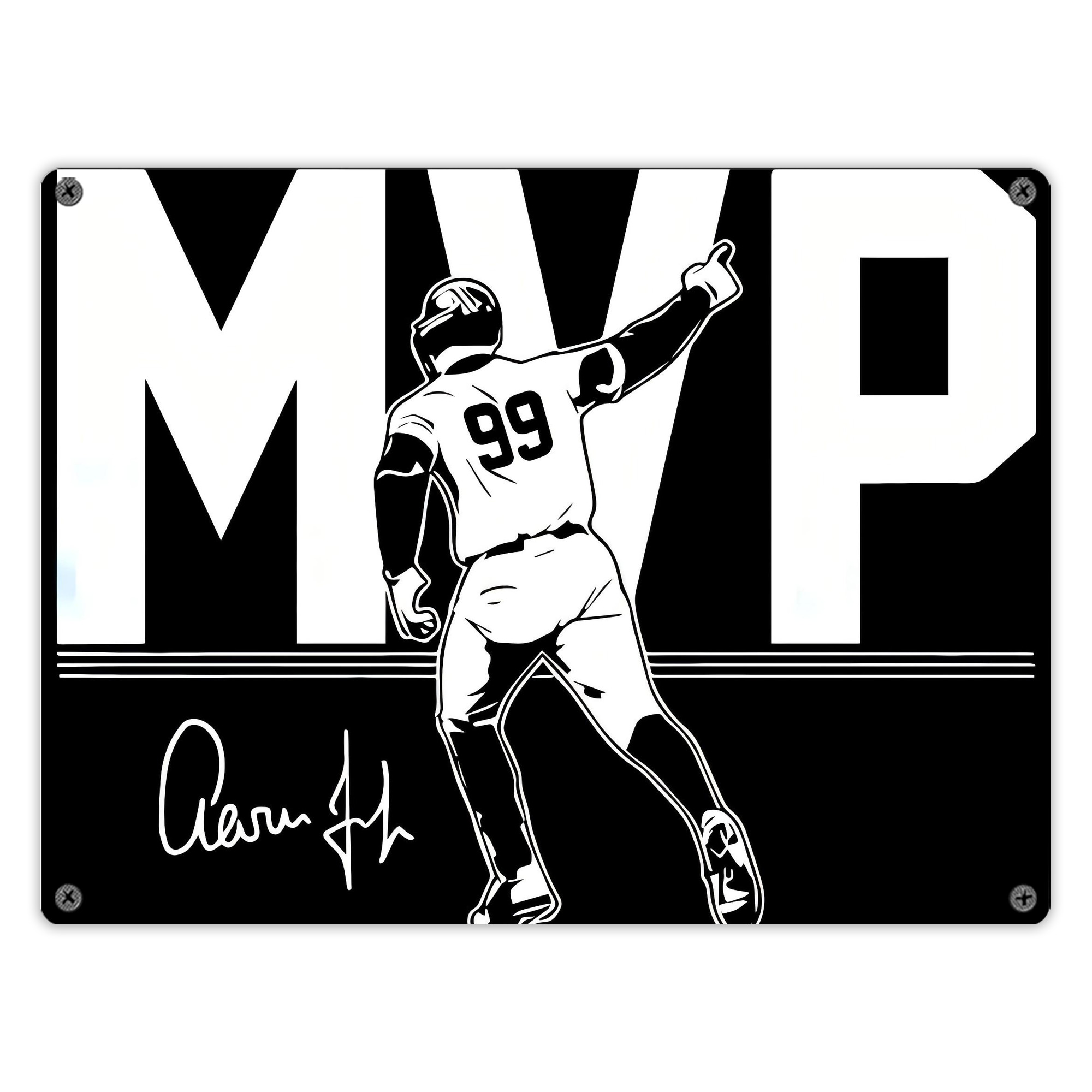 Aaron Judge MVP Vintage Metal Tin Sign 16x12 – Full-Print Iron Wall Decor – Durable, Fade-Resistant – Easy To Hang – Ideal For Home, Bar, Kitchen & Office Decor