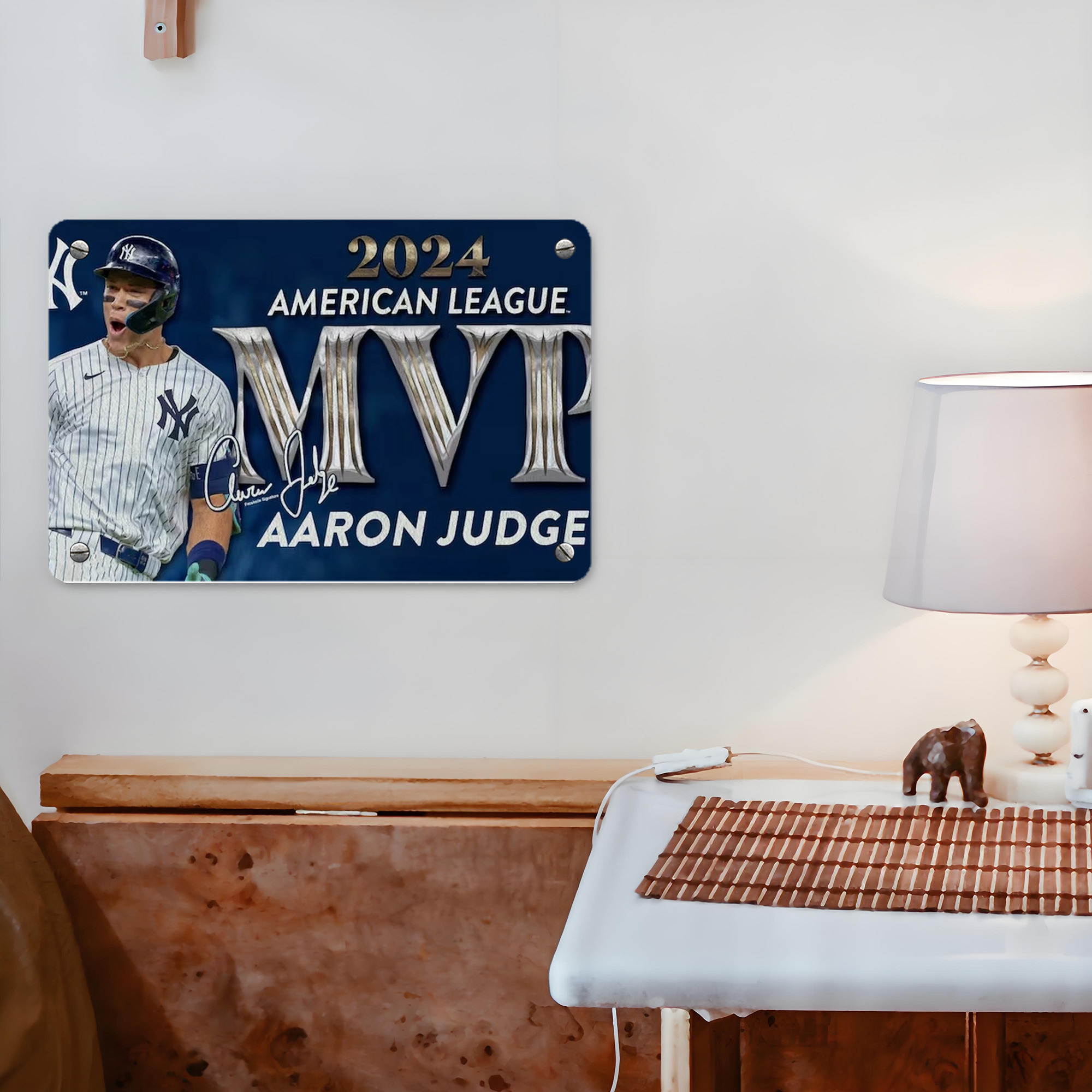 Aaron Judge MVP Metal Tin Sign 12x8inch - Premium Full-Print Decorative Wall Art, Durable Rust-Resistant Metal Plaque For Living Room, Bedroom, Kitchen, Office, Bar Décor