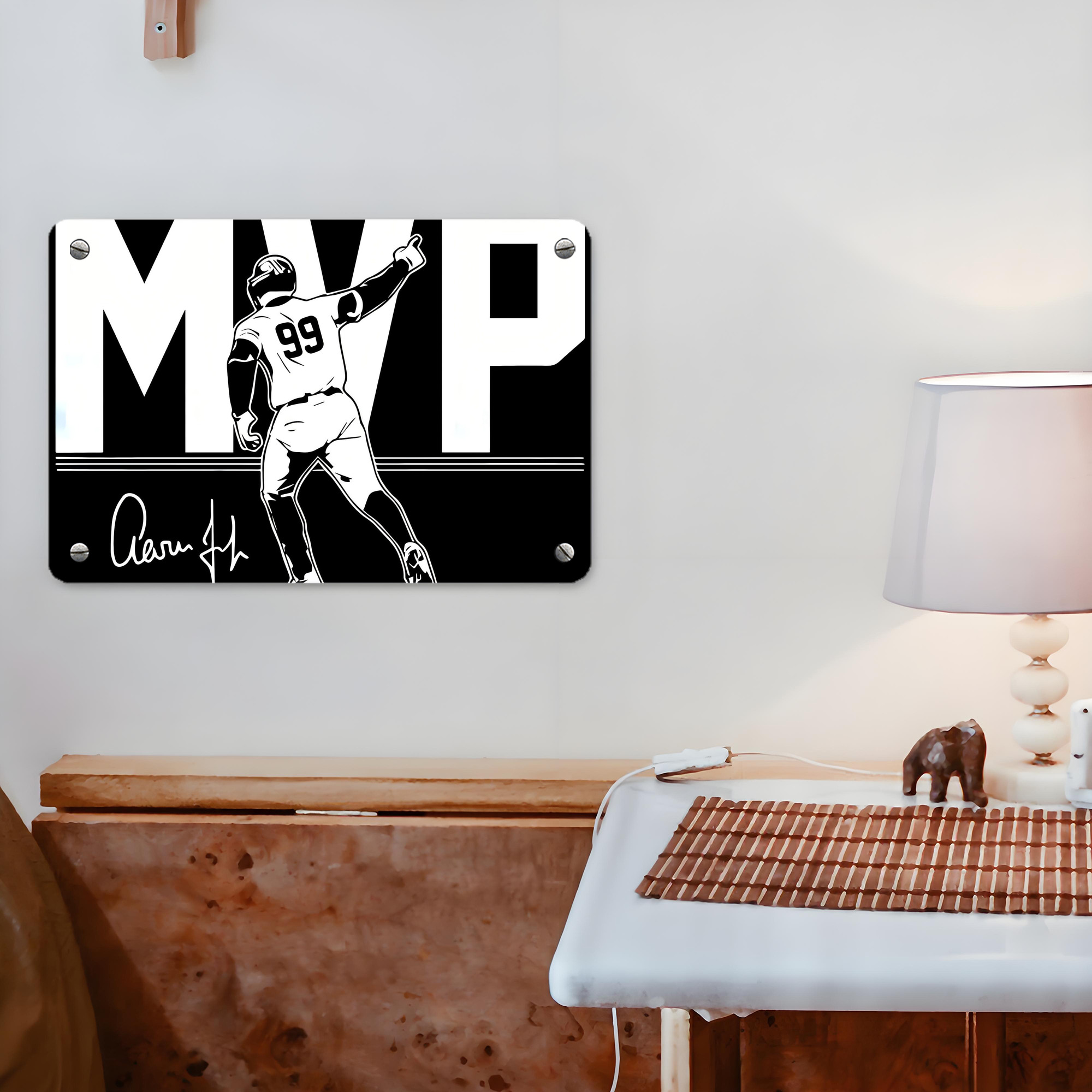 Aaron Judge MVP Metal Tin Sign 12x8inch - Premium Full-Print Decorative Wall Art, Durable Rust-Resistant Metal Plaque For Living Room, Bedroom, Kitchen, Office, Bar Décor