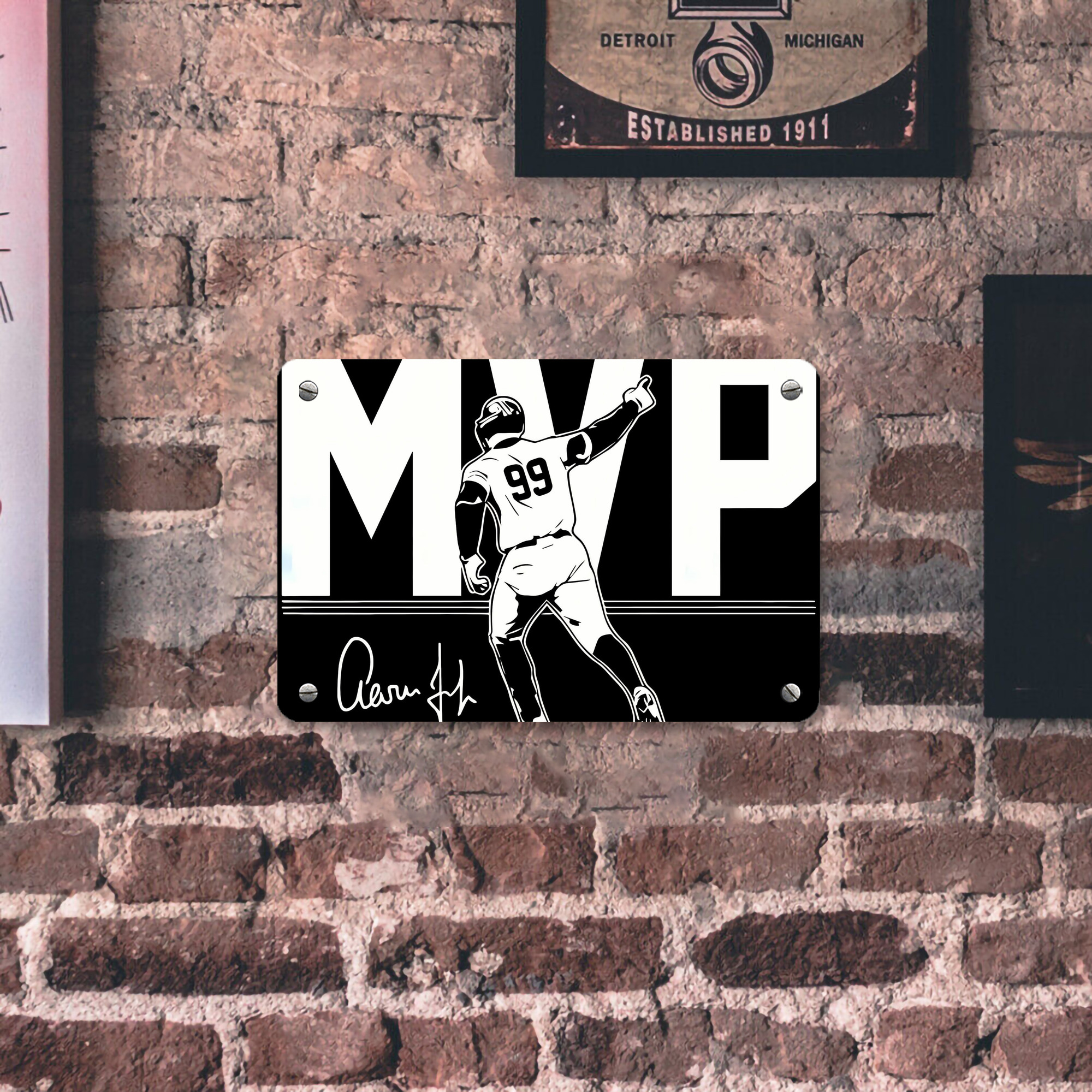 Aaron Judge MVP Metal Tin Sign 12x8inch - Premium Full-Print Decorative Wall Art, Durable Rust-Resistant Metal Plaque For Living Room, Bedroom, Kitchen, Office, Bar Décor