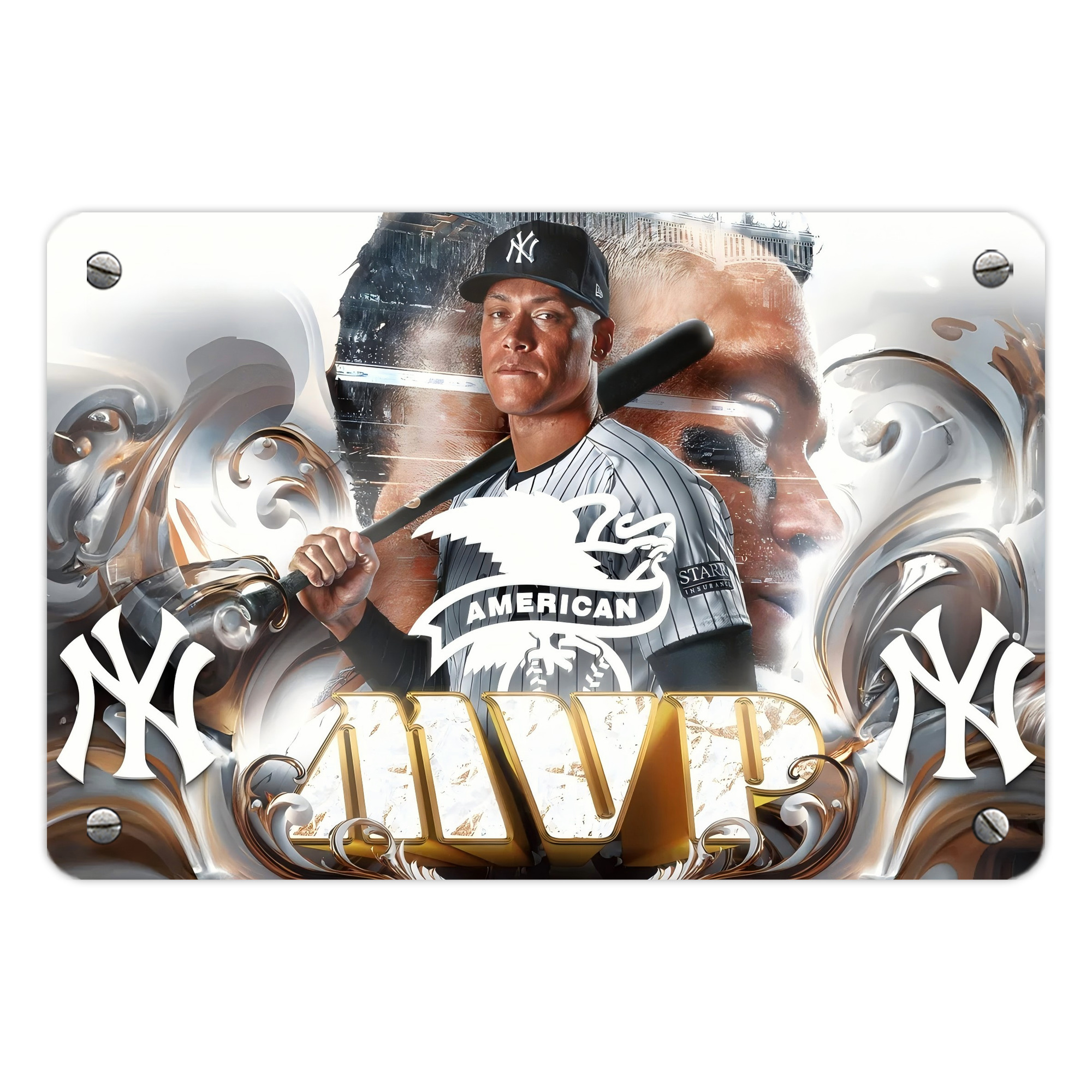 Aaron Judge MVP Metal Tin Sign 12x8inch - Premium Full-Print Decorative Wall Art, Durable Rust-Resistant Metal Plaque For Living Room, Bedroom, Kitchen, Office, Bar Décor