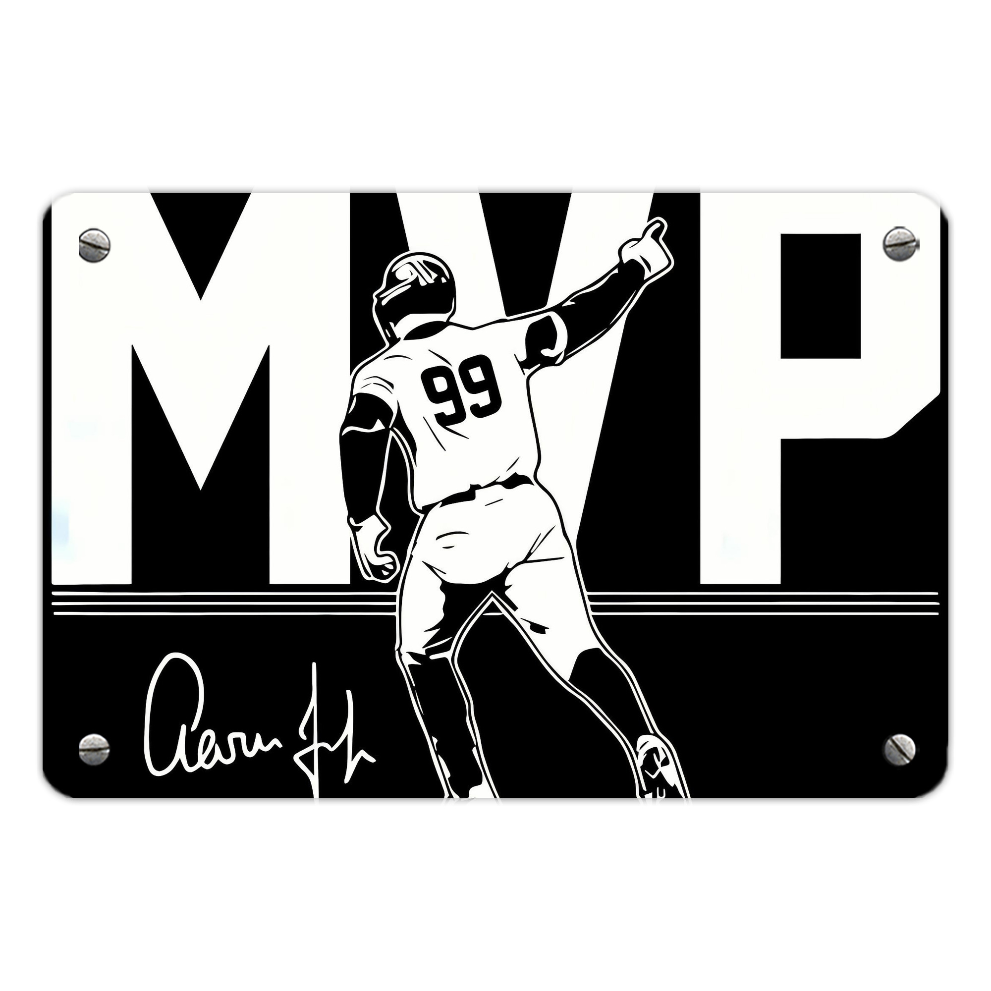 Aaron Judge MVP Metal Tin Sign 12x8inch - Premium Full-Print Decorative Wall Art, Durable Rust-Resistant Metal Plaque For Living Room, Bedroom, Kitchen, Office, Bar Décor