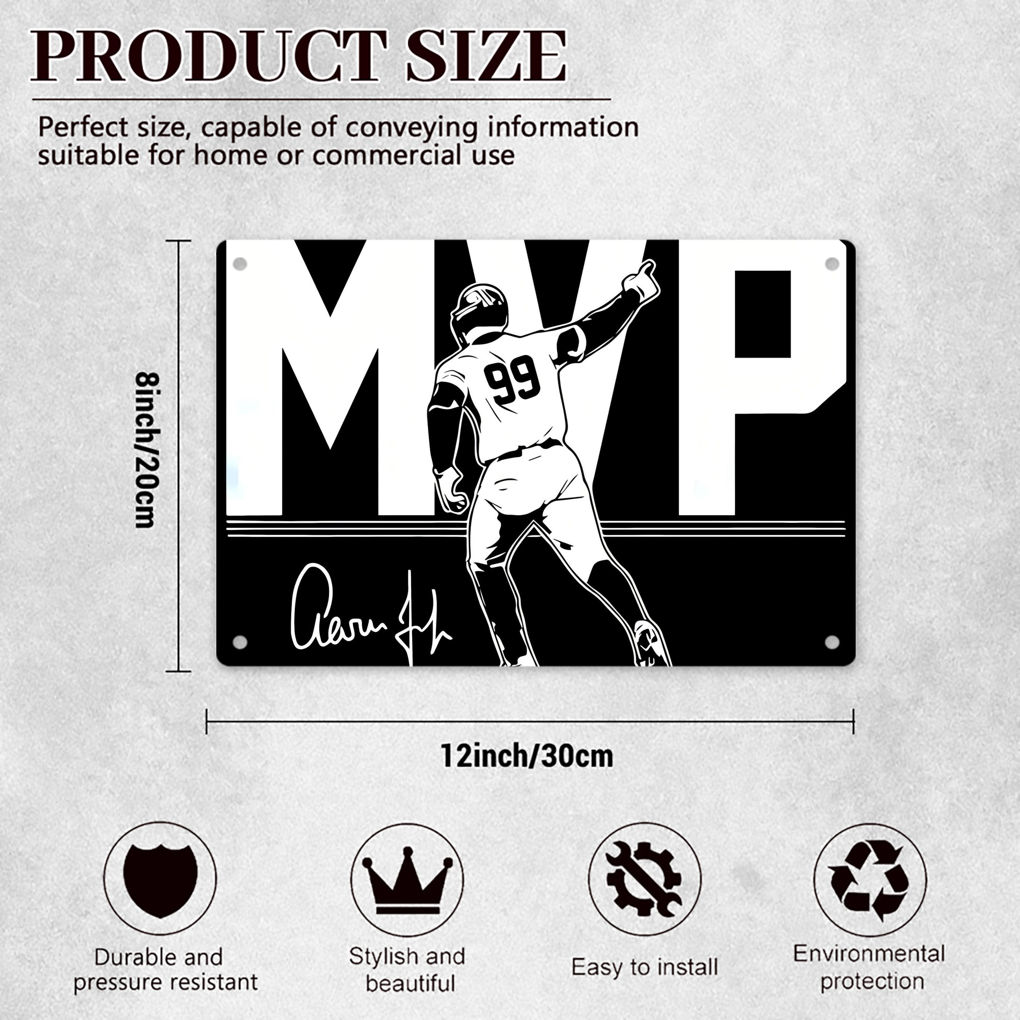 Aaron Judge MVP Decorative Aluminum Plaque – Horizontal Design – Durable, Stylish, Easy To Install – Ideal For Home, Office, Bar, And More