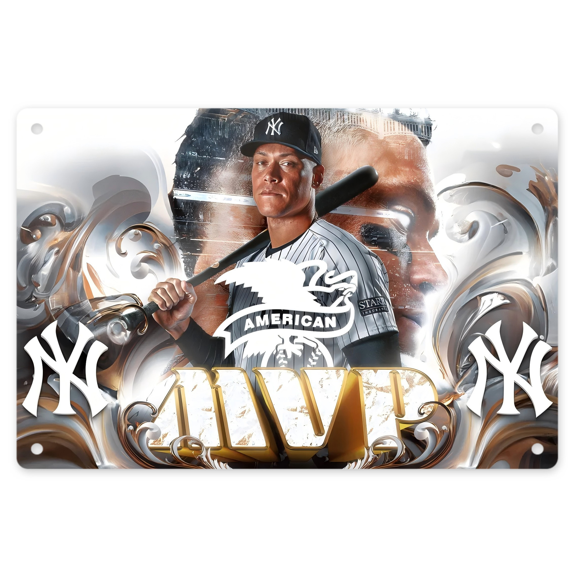 Aaron Judge MVP Decorative Aluminum Plaque – Horizontal Design – Durable, Stylish, Easy To Install – Ideal For Home, Office, Bar, And More