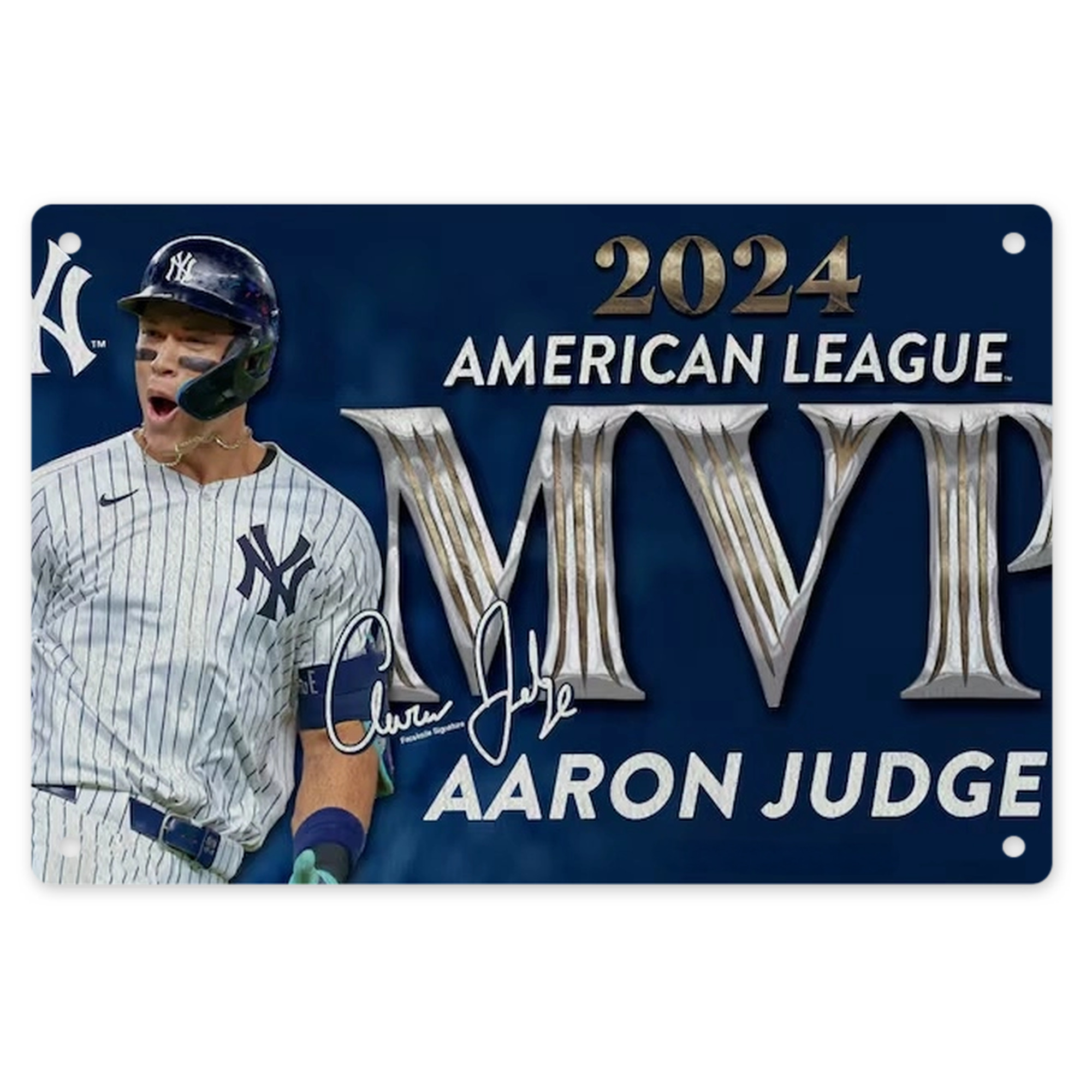 Aaron Judge MVP Decorative Aluminum Plaque – Horizontal Design – Durable, Stylish, Easy To Install – Ideal For Home, Office, Bar, And More