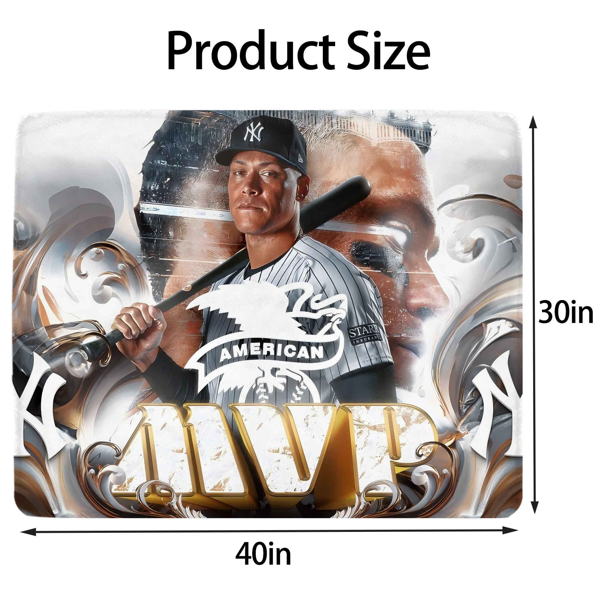 Aaron Judge MVP Soft Plush Fleece Blanket 30x40 Inch - 300GSM Flannel, Ultra Soft & Warm, Lightweight & Durable, Perfect For Kids, Adults, Couch, Bed, Camping, Travel, Gift For Family & Friends