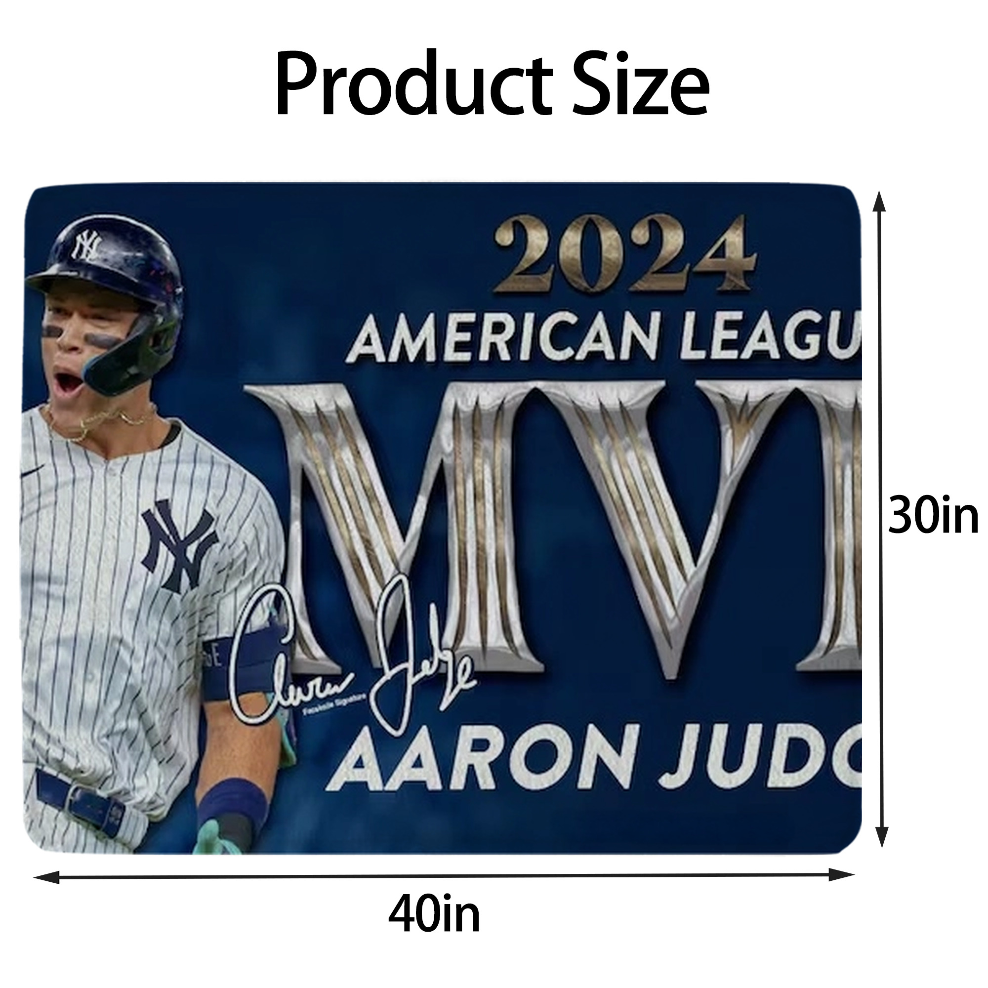 Aaron Judge MVP Soft Plush Fleece Blanket 30x40 Inch - 300GSM Flannel, Ultra Soft & Warm, Lightweight & Durable, Perfect For Kids, Adults, Couch, Bed, Camping, Travel, Gift For Family & Friends