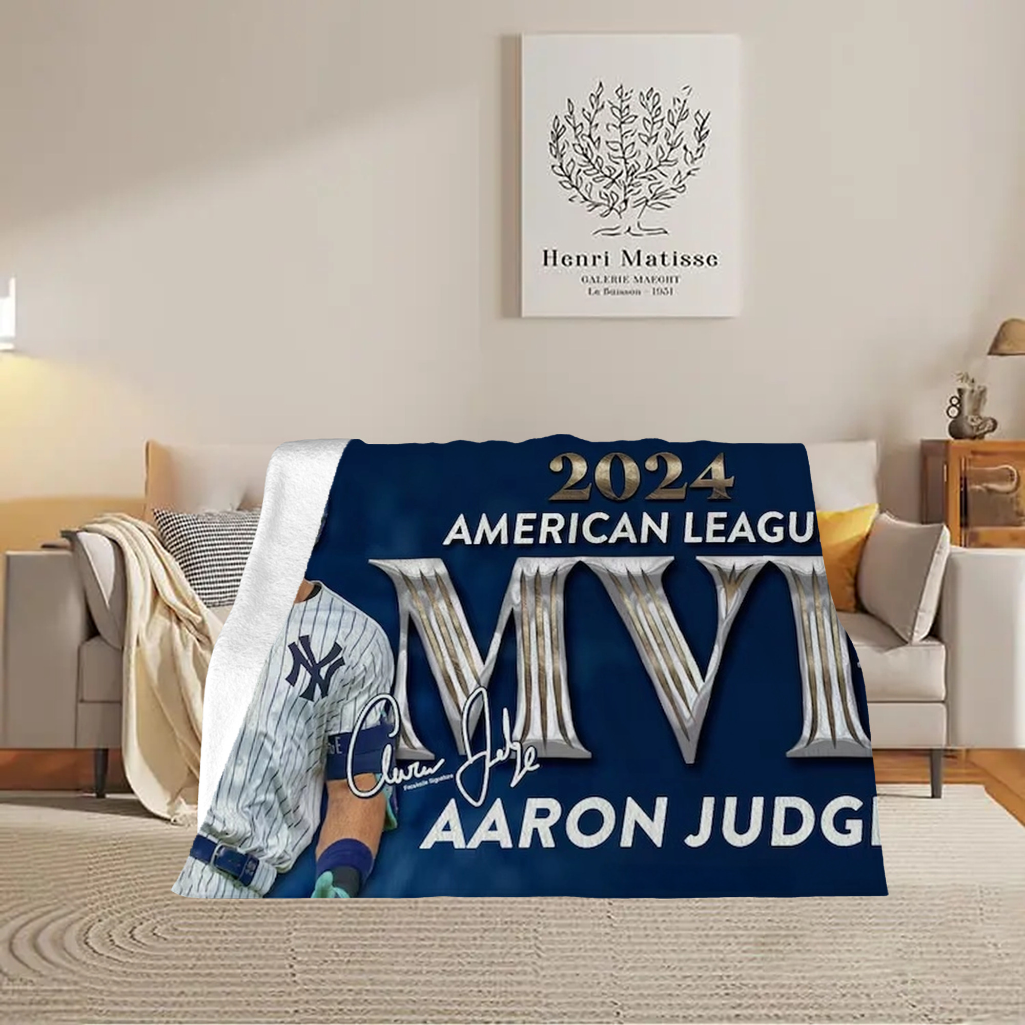 Aaron Judge MVP Soft Plush Fleece Blanket 30x40 Inch - 300GSM Flannel, Ultra Soft & Warm, Lightweight & Durable, Perfect For Kids, Adults, Couch, Bed, Camping, Travel, Gift For Family & Friends