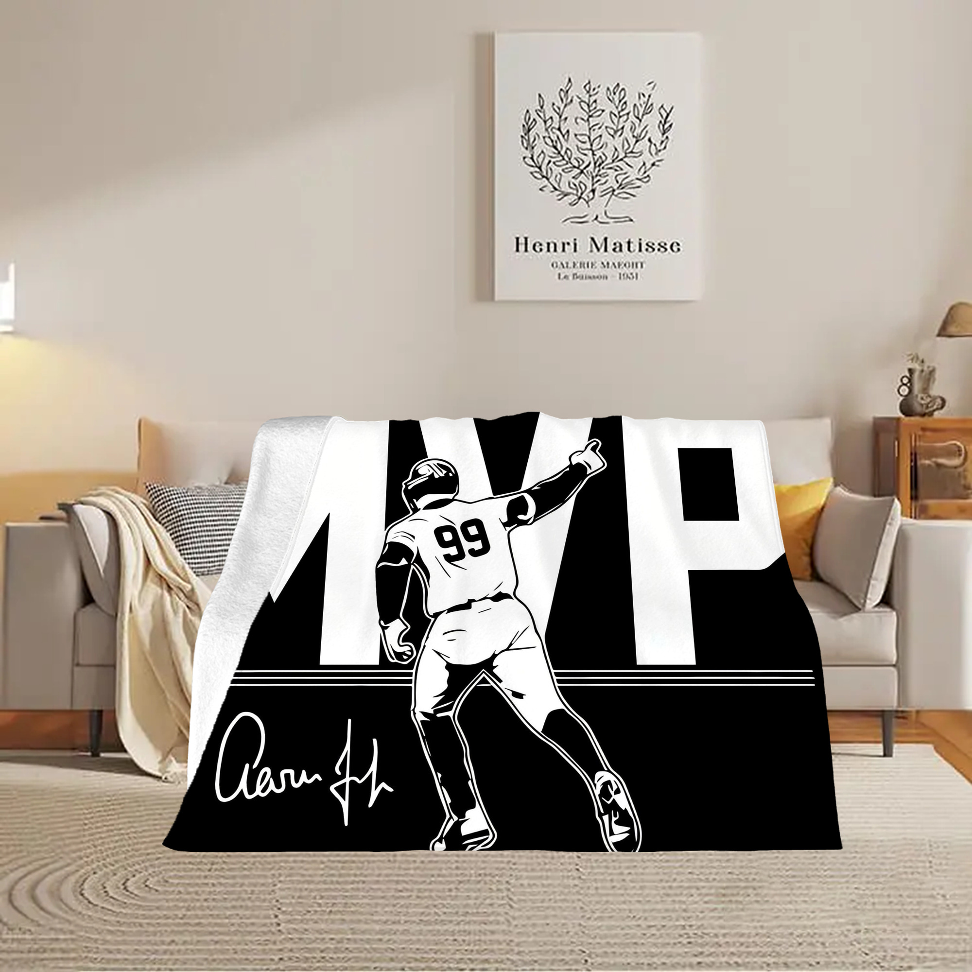 Aaron Judge MVP Soft Plush Fleece Blanket 30x40 Inch - 300GSM Flannel, Ultra Soft & Warm, Lightweight & Durable, Perfect For Kids, Adults, Couch, Bed, Camping, Travel, Gift For Family & Friends