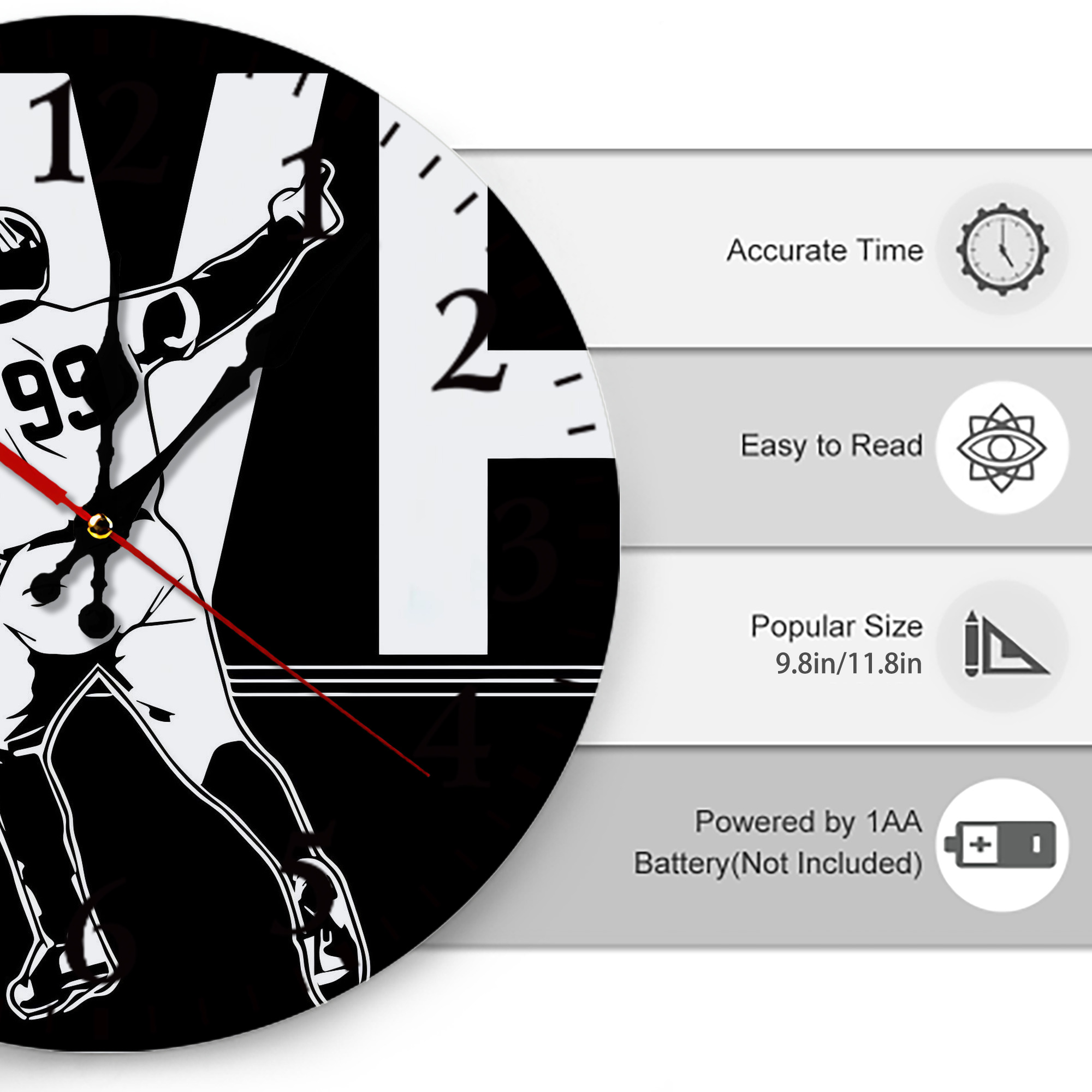 Aaron Judge MVP Silent Round Wall Clock – Modern & Stylish DIY Design, Durable Wood Construction, Easy To Install – Perfect For Office, Bedroom, Living Room, And More