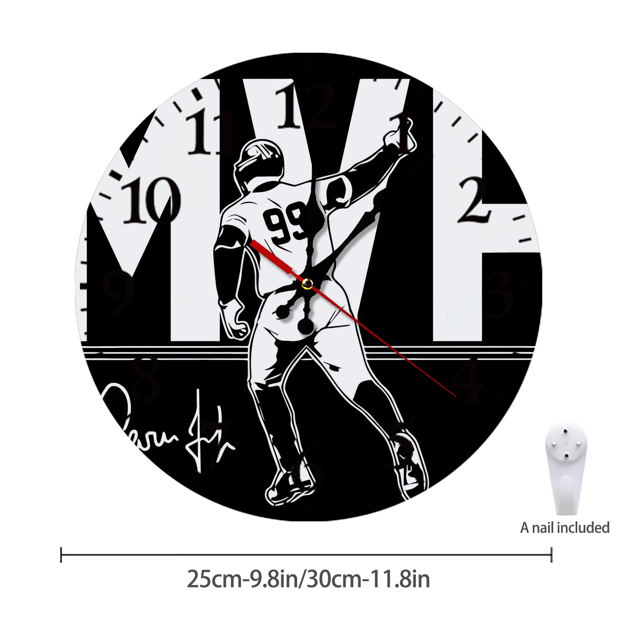 Aaron Judge MVP Silent Round Wall Clock – Modern & Stylish DIY Design, Durable Wood Construction, Easy To Install – Perfect For Office, Bedroom, Living Room, And More