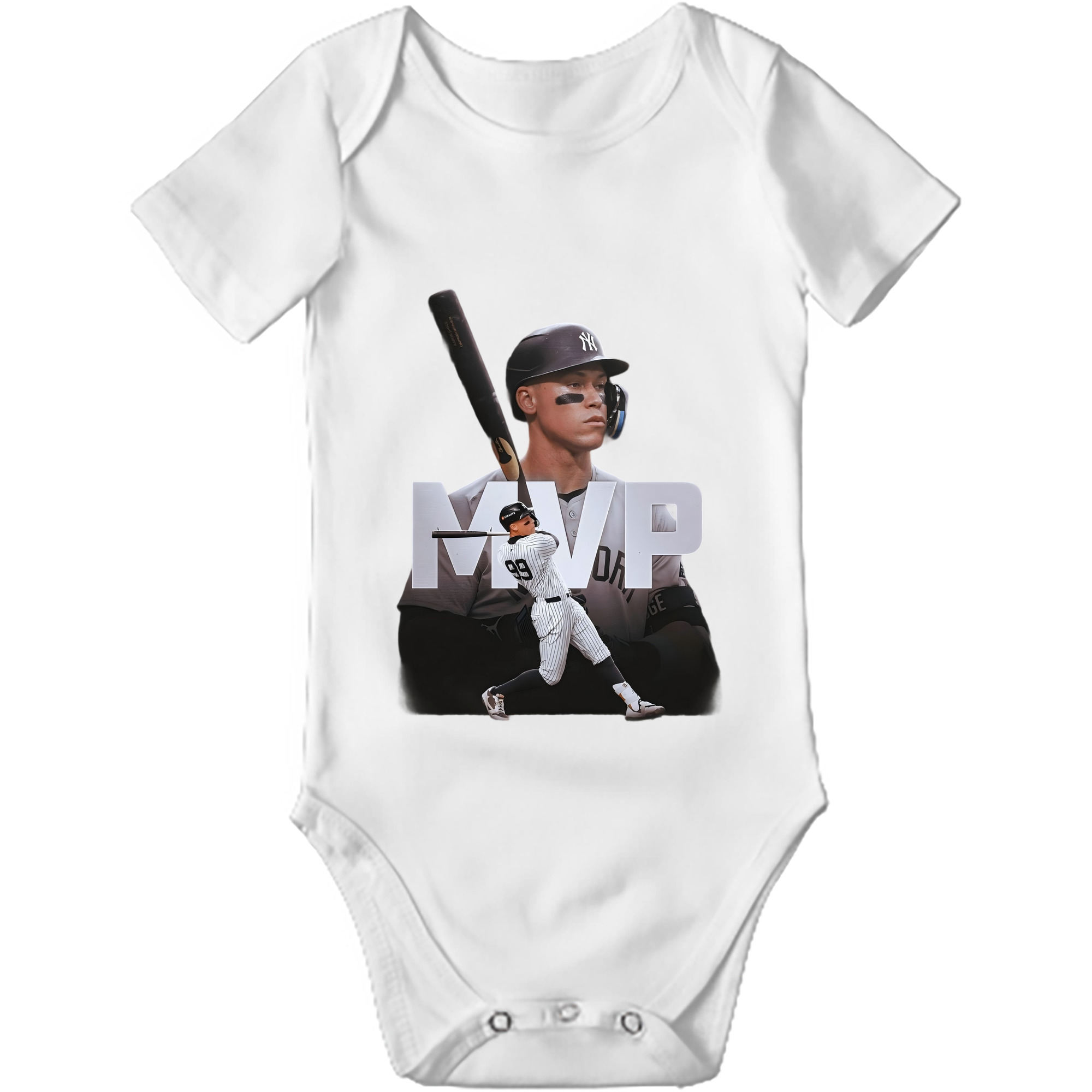 Aaron Judge MVP Baby Short Sleeve Romper – 100% Cotton Soft & Breathable Digital Print Onesie With Easy Snap Closure And Envelope Shoulder – Comfortable For Daily Wear & Travel