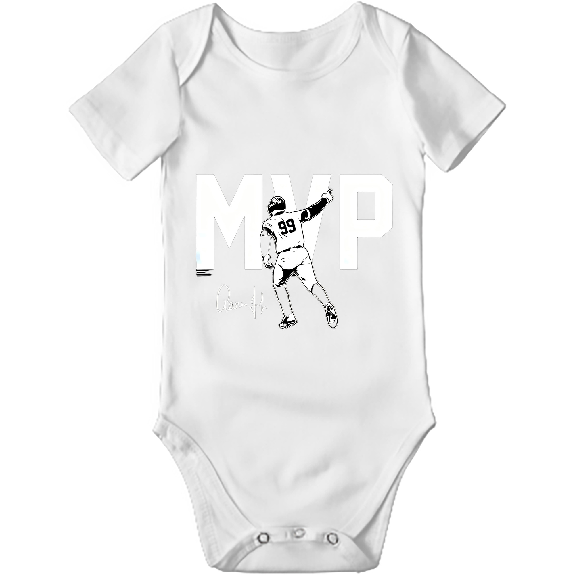 Aaron Judge MVP Baby Short Sleeve Romper – 100% Cotton Soft & Breathable Digital Print Onesie With Easy Snap Closure And Envelope Shoulder – Comfortable For Daily Wear & Travel