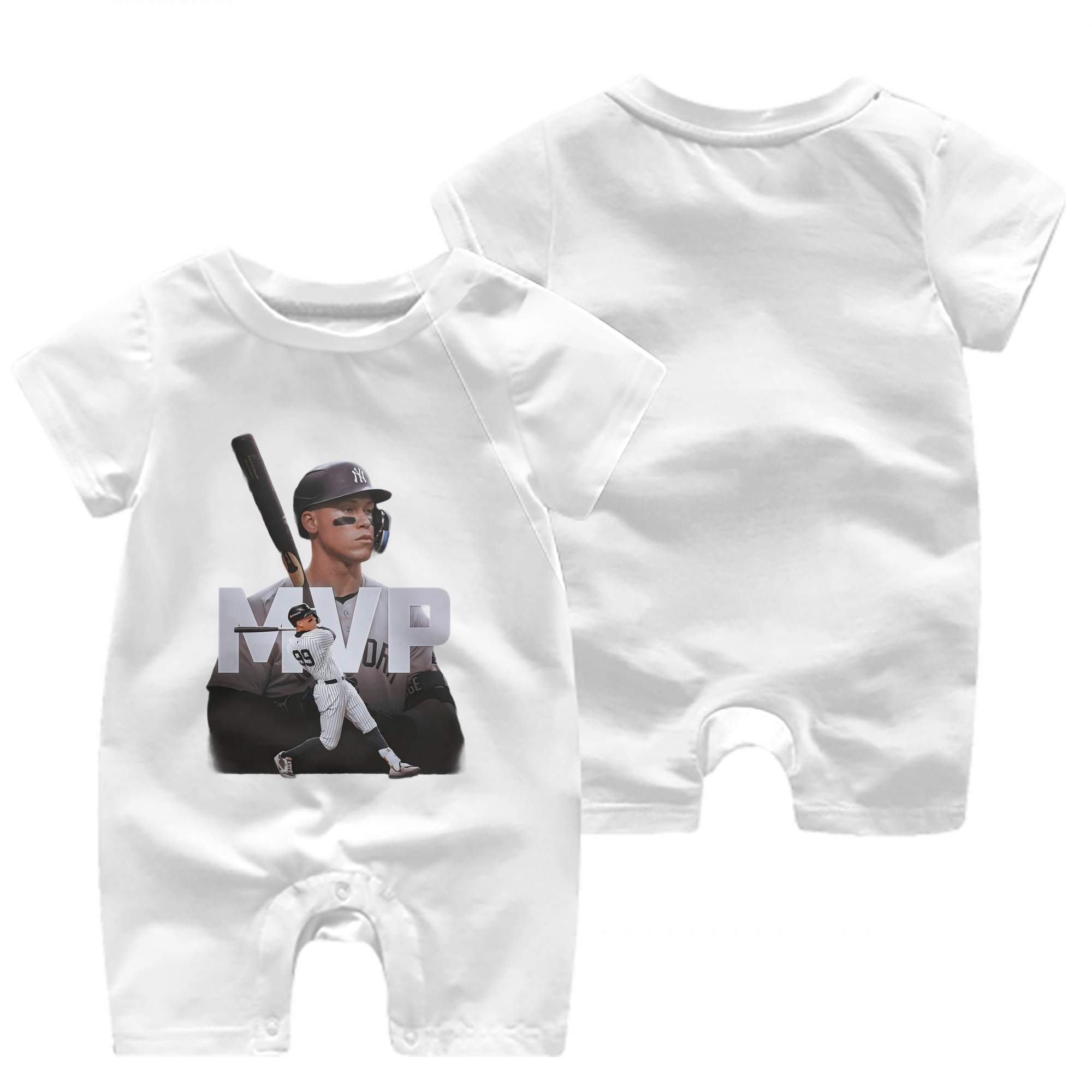 Aaron Judge MVP Baby Short Sleeve Onesie – 100% Cotton Soft & Breathable Digital Print Romper – Double-Sided Print, Snap Closure For Easy Diaper Changes – Comfortable For Boys & Girls