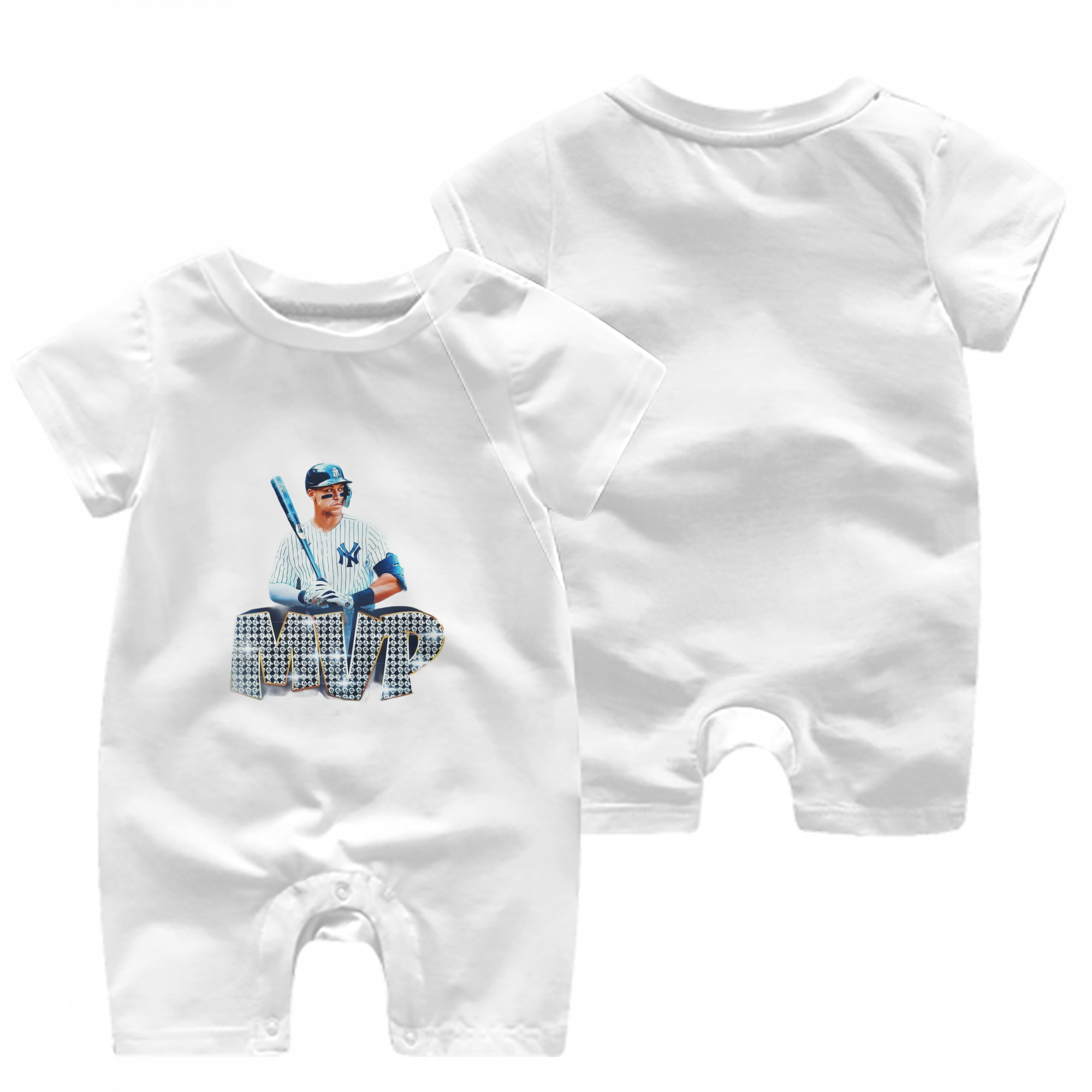 Aaron Judge MVP Baby Short Sleeve Onesie – 100% Cotton Soft & Breathable Digital Print Romper – Double-Sided Print, Snap Closure For Easy Diaper Changes – Comfortable For Boys & Girls