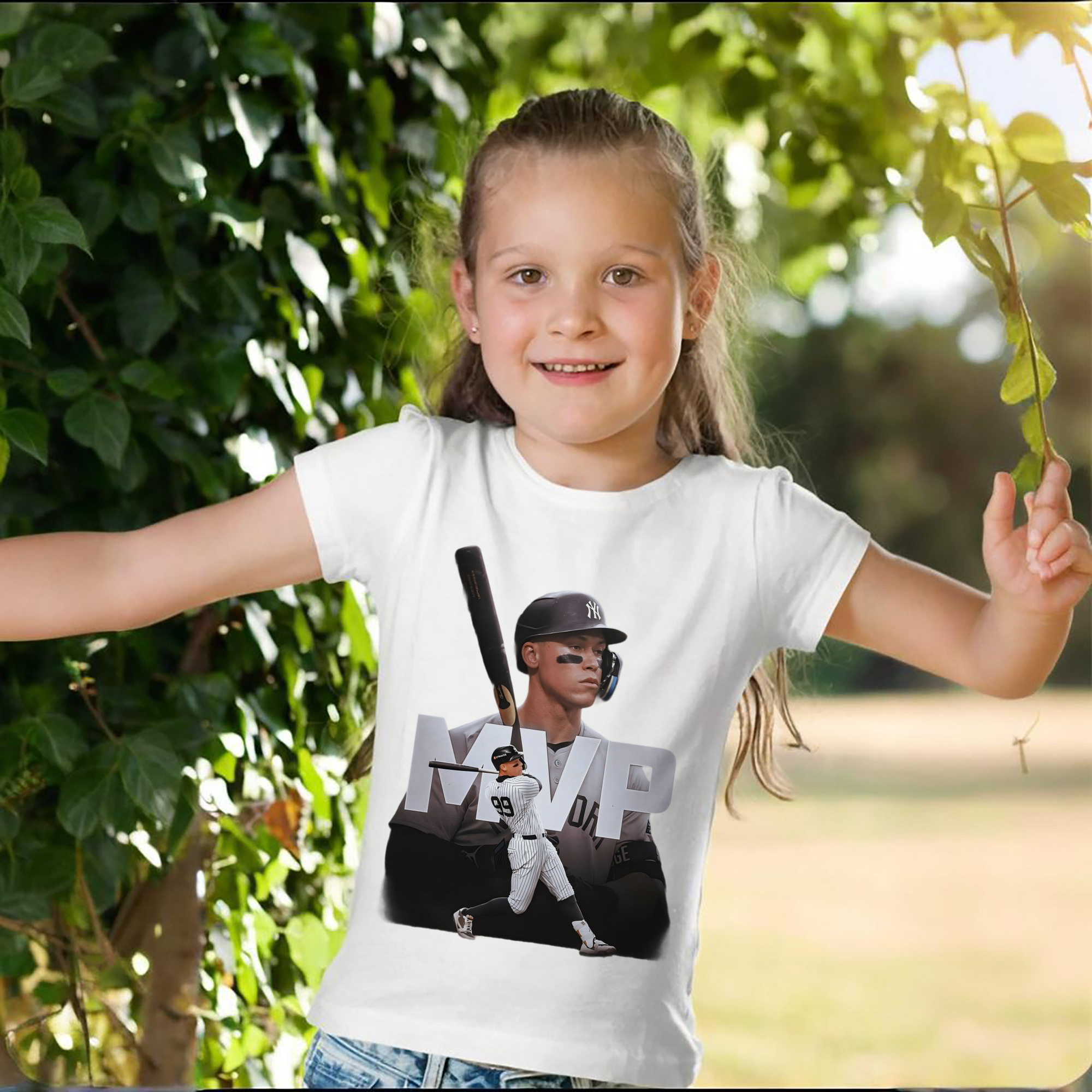 Aaron Judge MVP Combed Cotton Kids T-Shirt 180g With Front Heat Transfer Print – Soft, Lightweight, Side-Seamed Design – Stylish And Comfortable Casual Wear For Everyday Activities