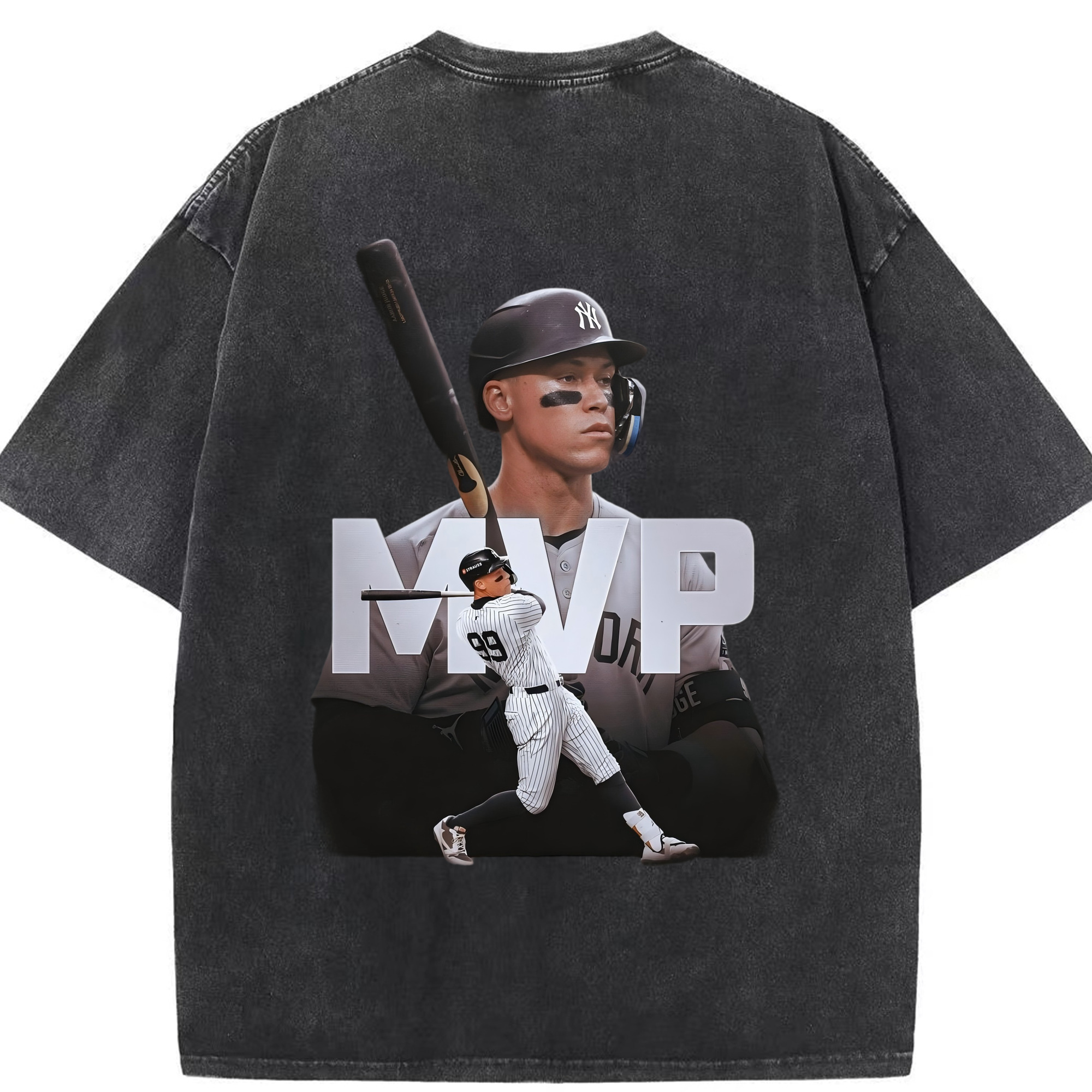 Aaron Judge MVP Washed Vintage 230g Cotton Oversized T-Shirt With Back Heat Transfer Print – Soft, Lightweight & Stylish – Comfortable Casual Wear For Sports & Everyday Use