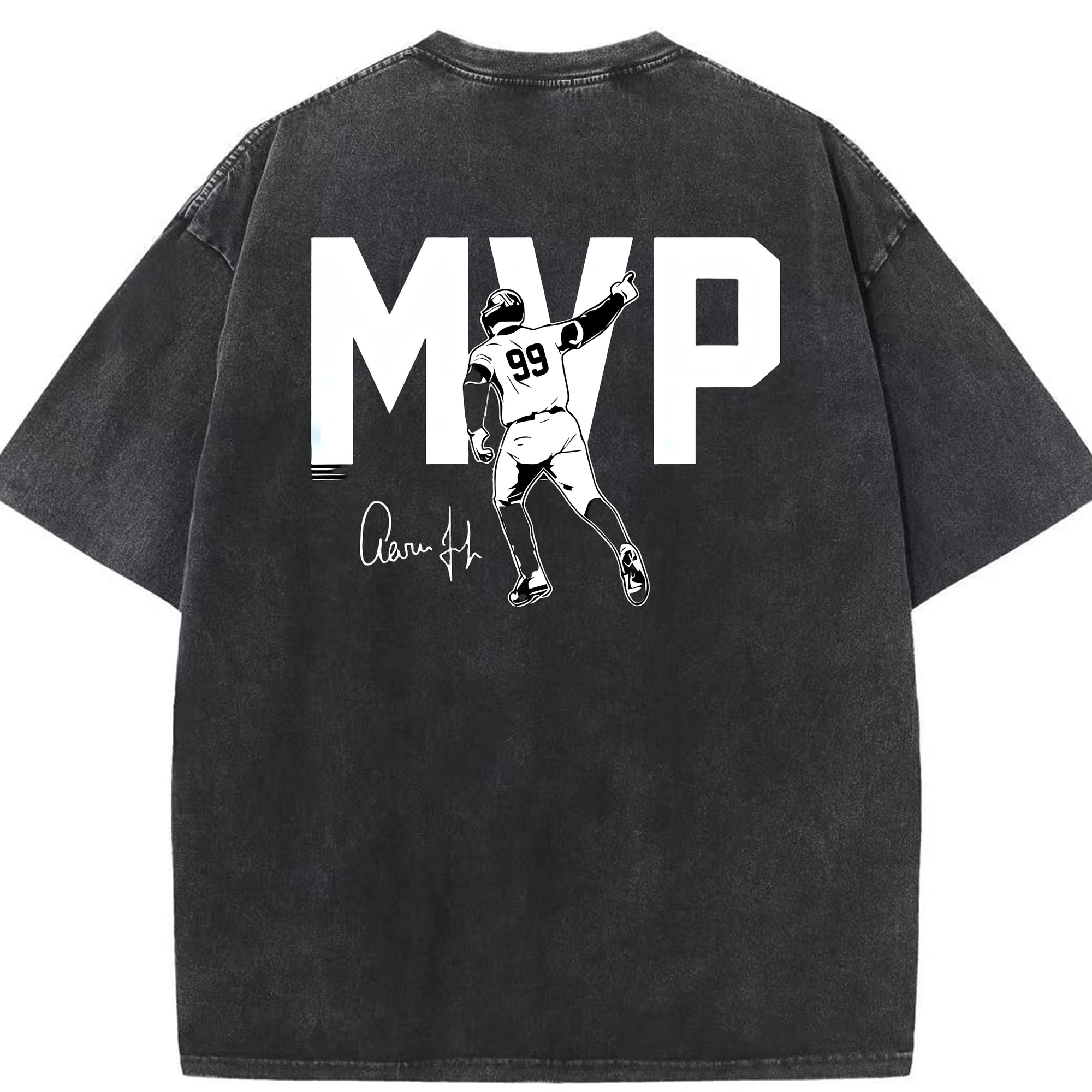 Aaron Judge MVP Washed Vintage 230g Cotton Oversized T-Shirt With Back Heat Transfer Print – Soft, Lightweight & Stylish – Comfortable Casual Wear For Sports & Everyday Use