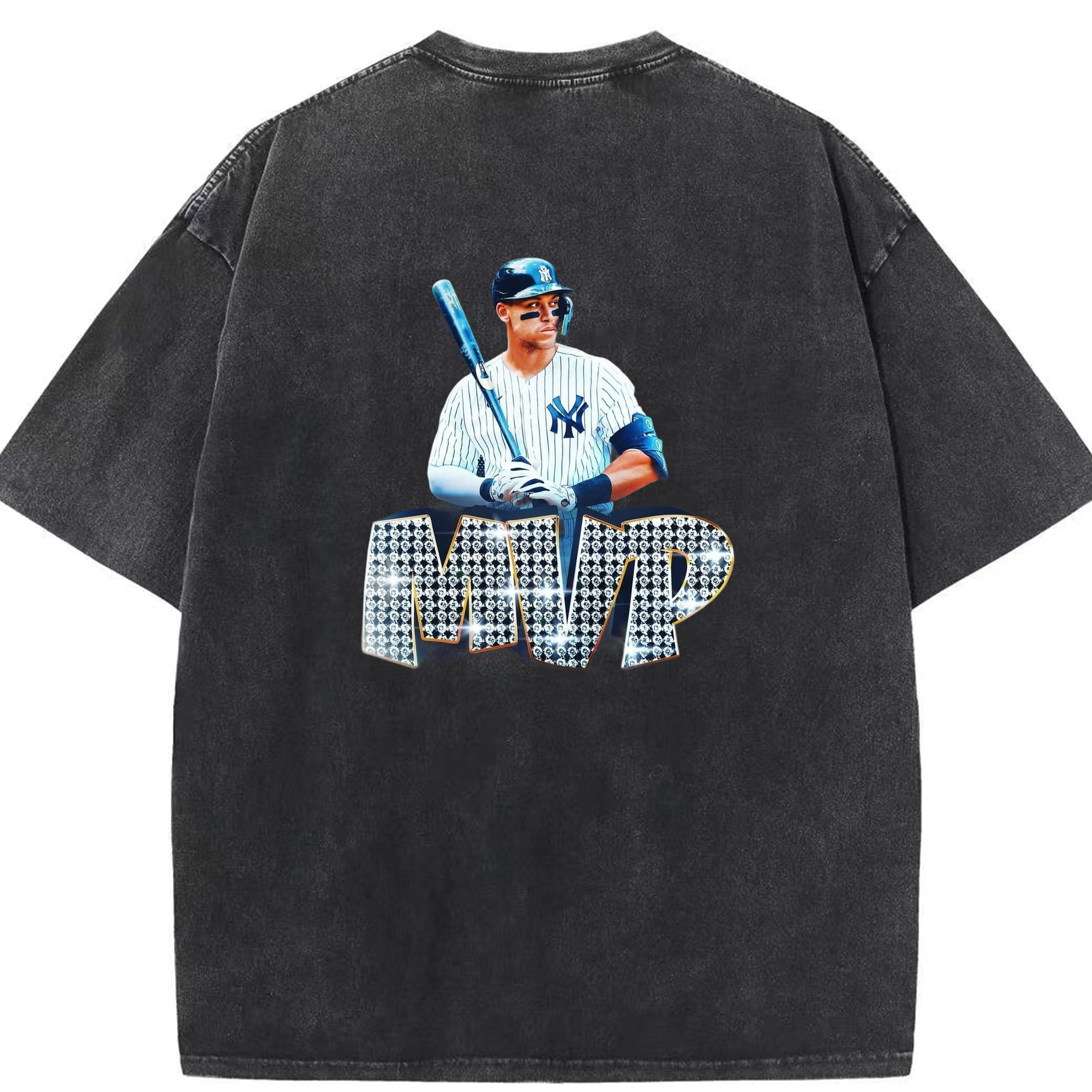 Aaron Judge MVP Washed Vintage 230g Cotton Oversized T-Shirt With Back Heat Transfer Print – Soft, Lightweight & Stylish – Comfortable Casual Wear For Sports & Everyday Use