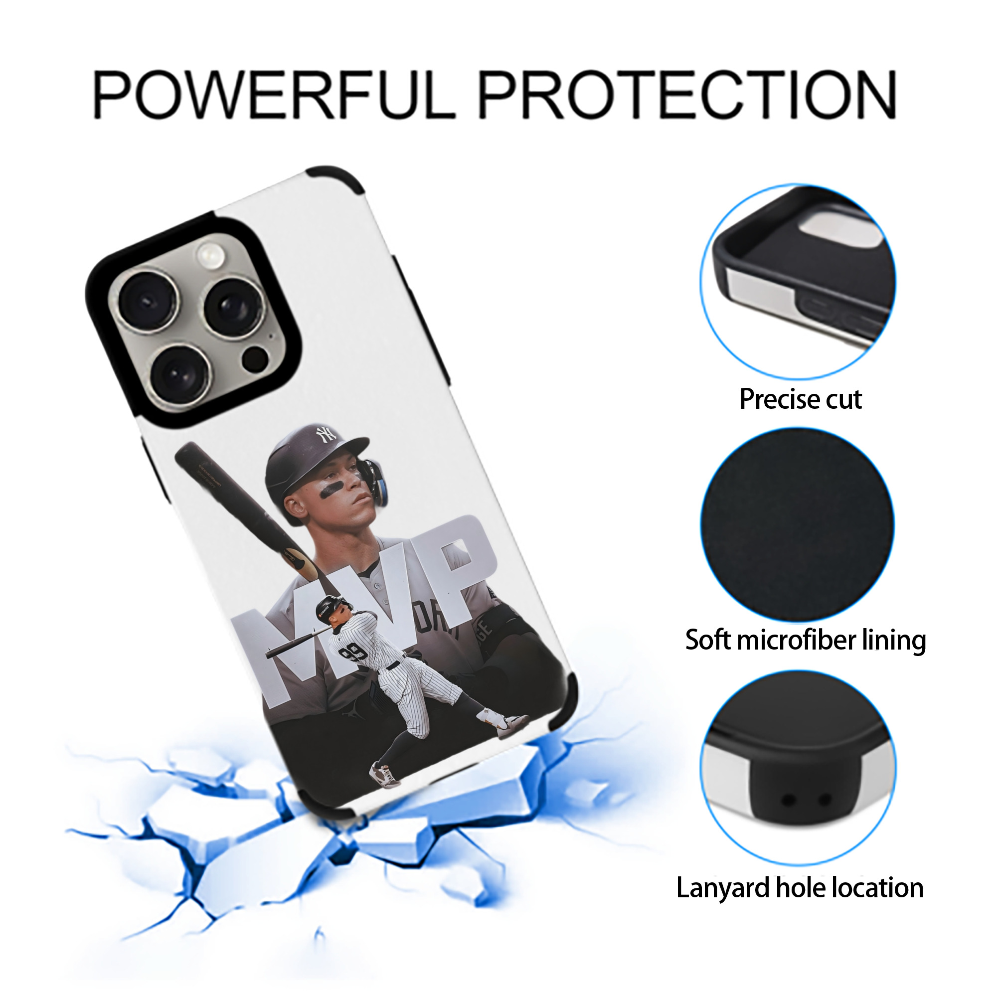 Aaron Judge MVP IPhone 15 Pro Max PU Leather Case – Soft Lining, 360° Protection – Precise Fit, 3D Buttons, Easy Charging – Anti-Yellowing, Easy To Clean