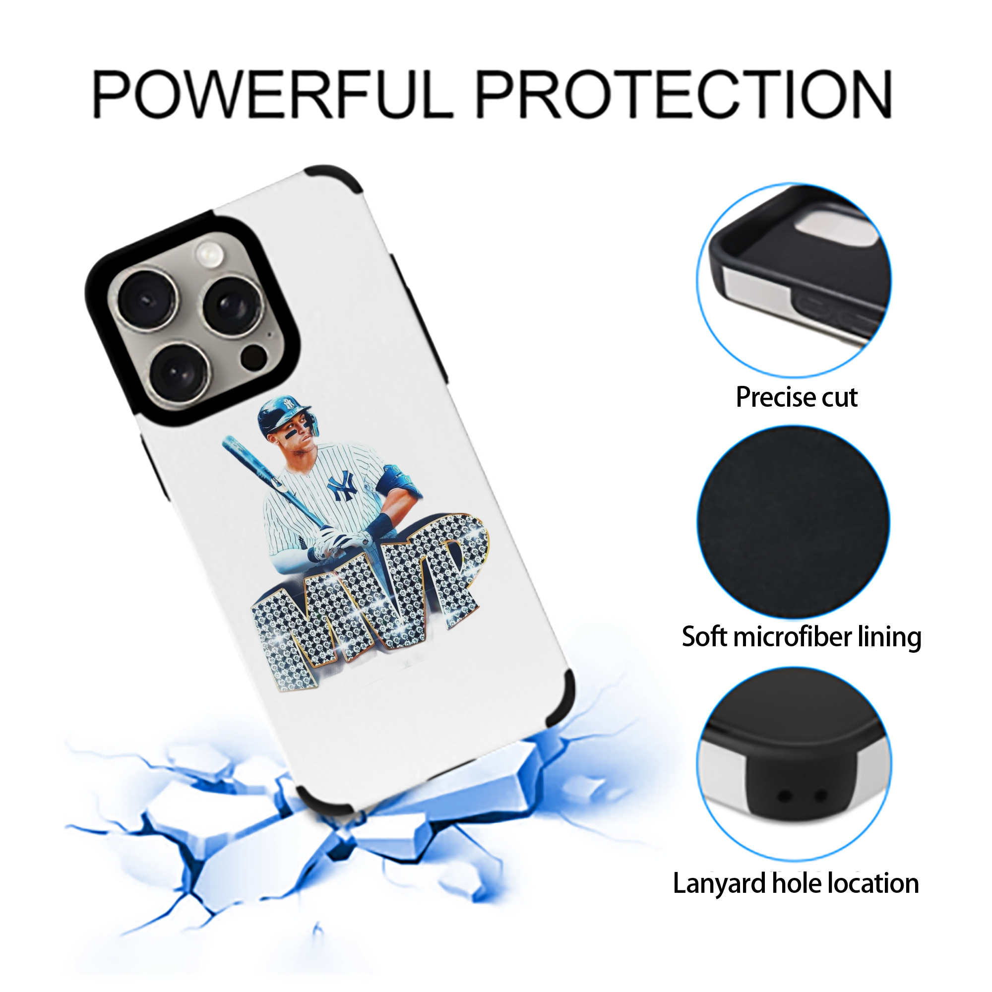 Aaron Judge MVP IPhone 15 Pro Max PU Leather Case – Soft Lining, 360° Protection – Precise Fit, 3D Buttons, Easy Charging – Anti-Yellowing, Easy To Clean