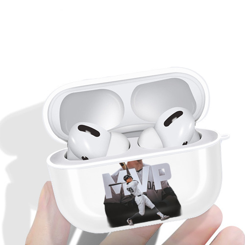 Aaron Judge MVP AirPods Pro Hard Case White With Keychain, Durable Flexible PC, Precise Cutouts, Anti-Fingerprint, Yellowing & Scratch Resistant, Full Protection, Washable
