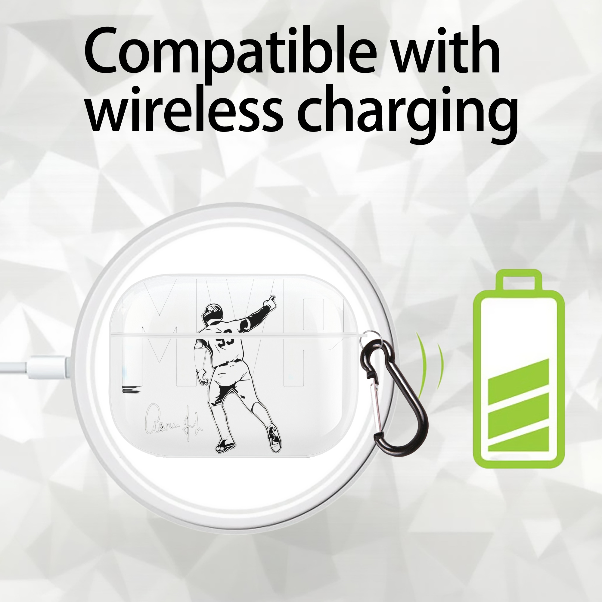 Aaron Judge MVP AirPods Pro Hard Case White With Keychain, Durable Flexible PC, Precise Cutouts, Anti-Fingerprint, Yellowing & Scratch Resistant, Full Protection, Washable